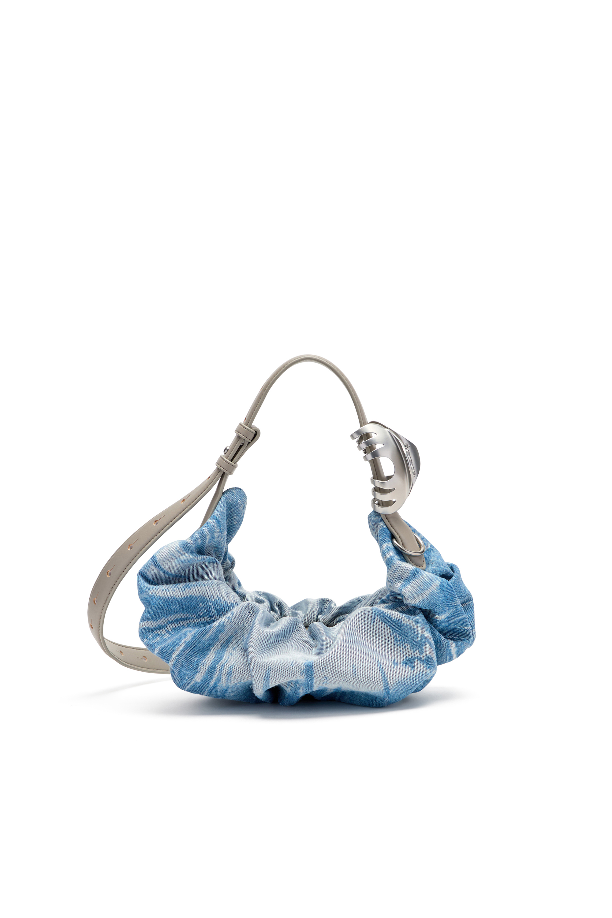 Diesel - GRAB-D HOBO S, Grab-D-Petiti sac hobo froiss&eacute; en satin denim Femme in Bleu - 3