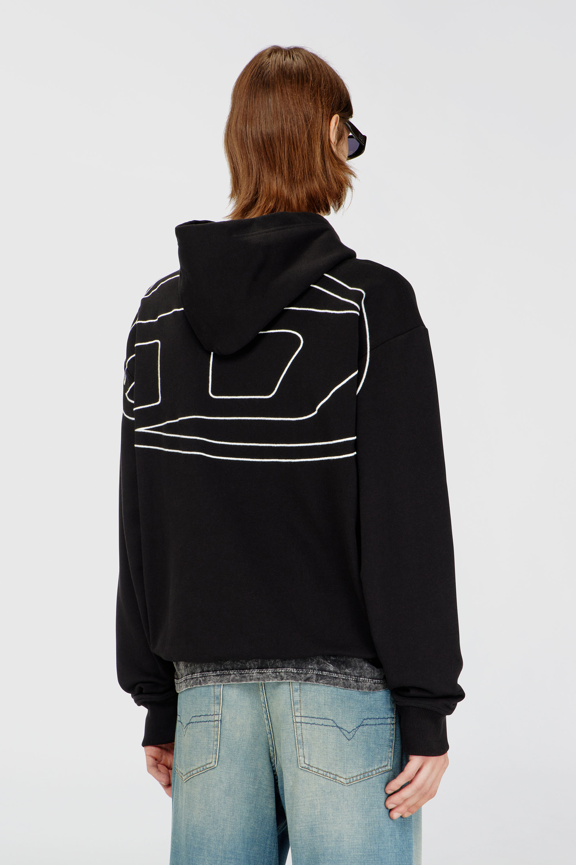 Diesel - S-MACS-HOOD-MEGOVAL-D, Sweat-shirt &agrave; capuche avec logo brod&eacute; Homme in Noir - 4