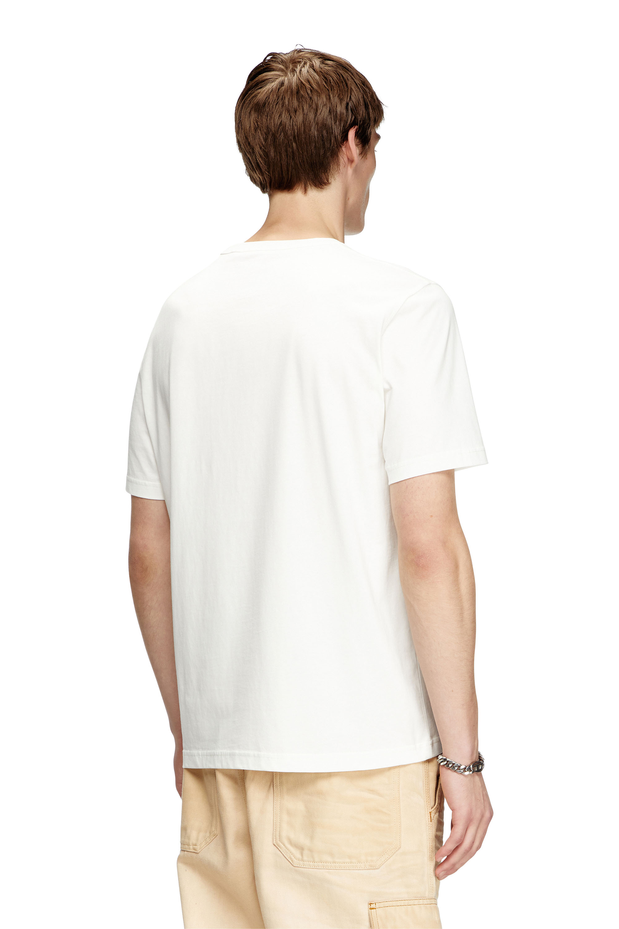 Diesel - T-ADJUST-R19, T-shirt avec empiècement en gabardine Homme in Blanc - 4