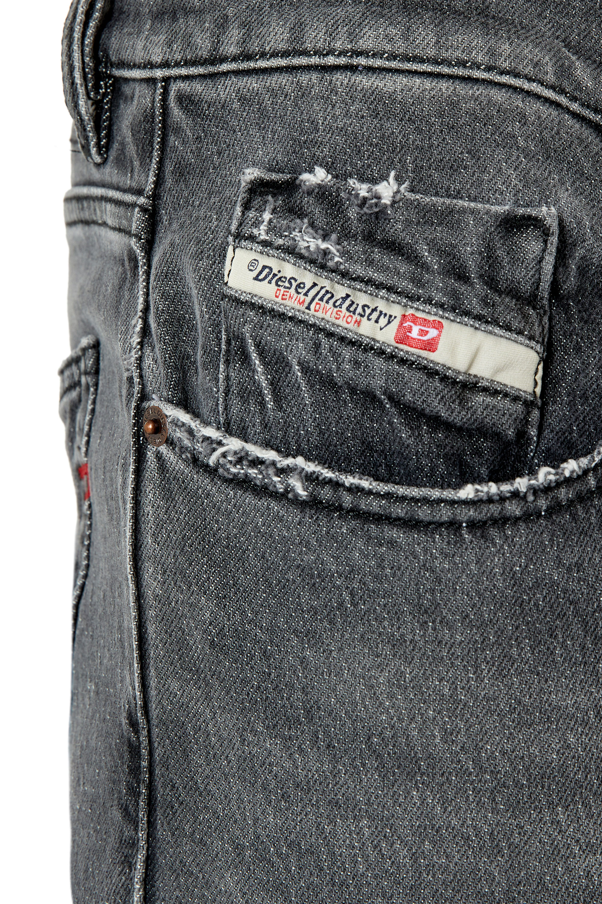 Diesel - 2019 D-Strukt 09E75 Slim Jeans, Noir/Gris foncé - Image 3