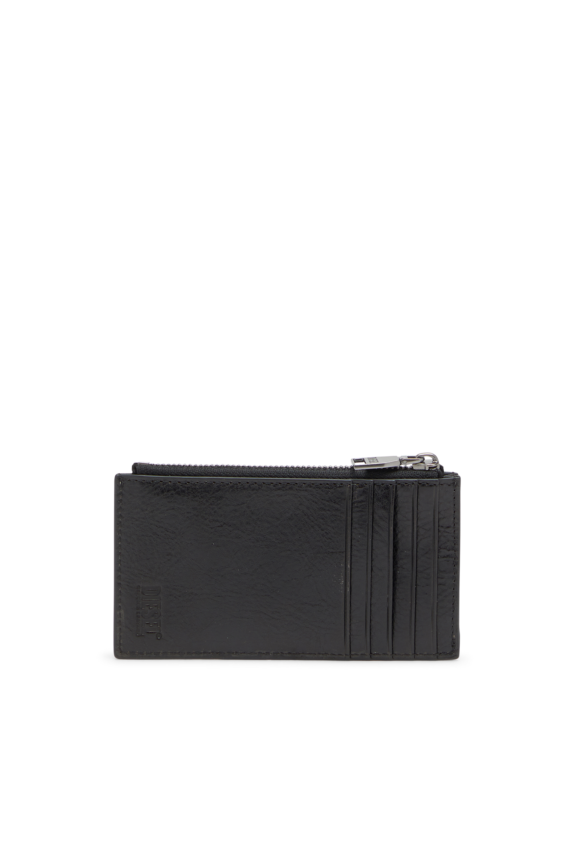 Diesel - FLAG-D CARD HOLDER III, Porte-cartes en cuir avec fermeture éclair Homme in Noir - 2