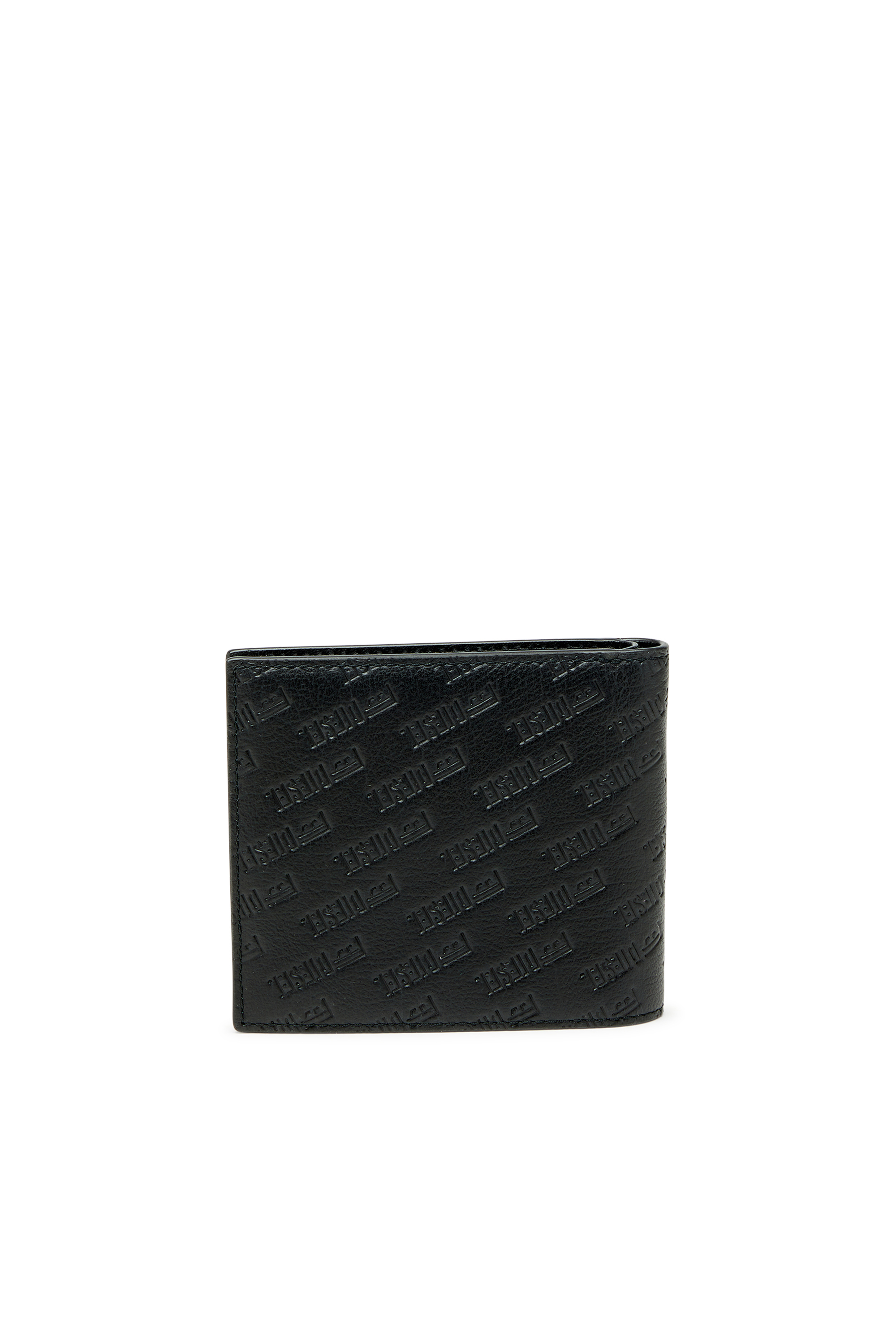 Diesel - MONOGRAM BI-FOLD COIN S 3D, Portefeuille en cuir &agrave; logo emboss&eacute; all-over Homme in Noir - 2