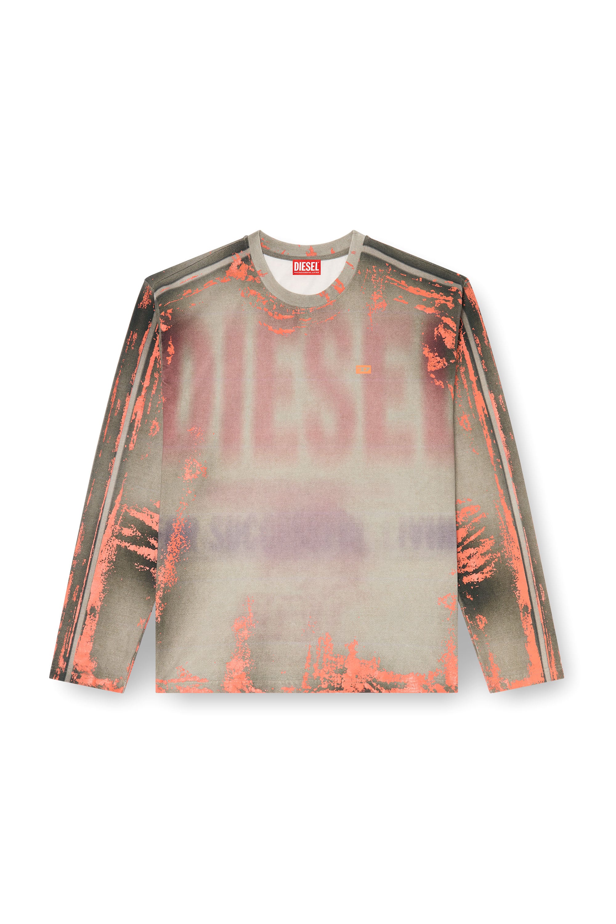 Diesel - T-FILMY, Man's Long-sleeve T-shirt in cracked jersey in Pink/Grey - 3