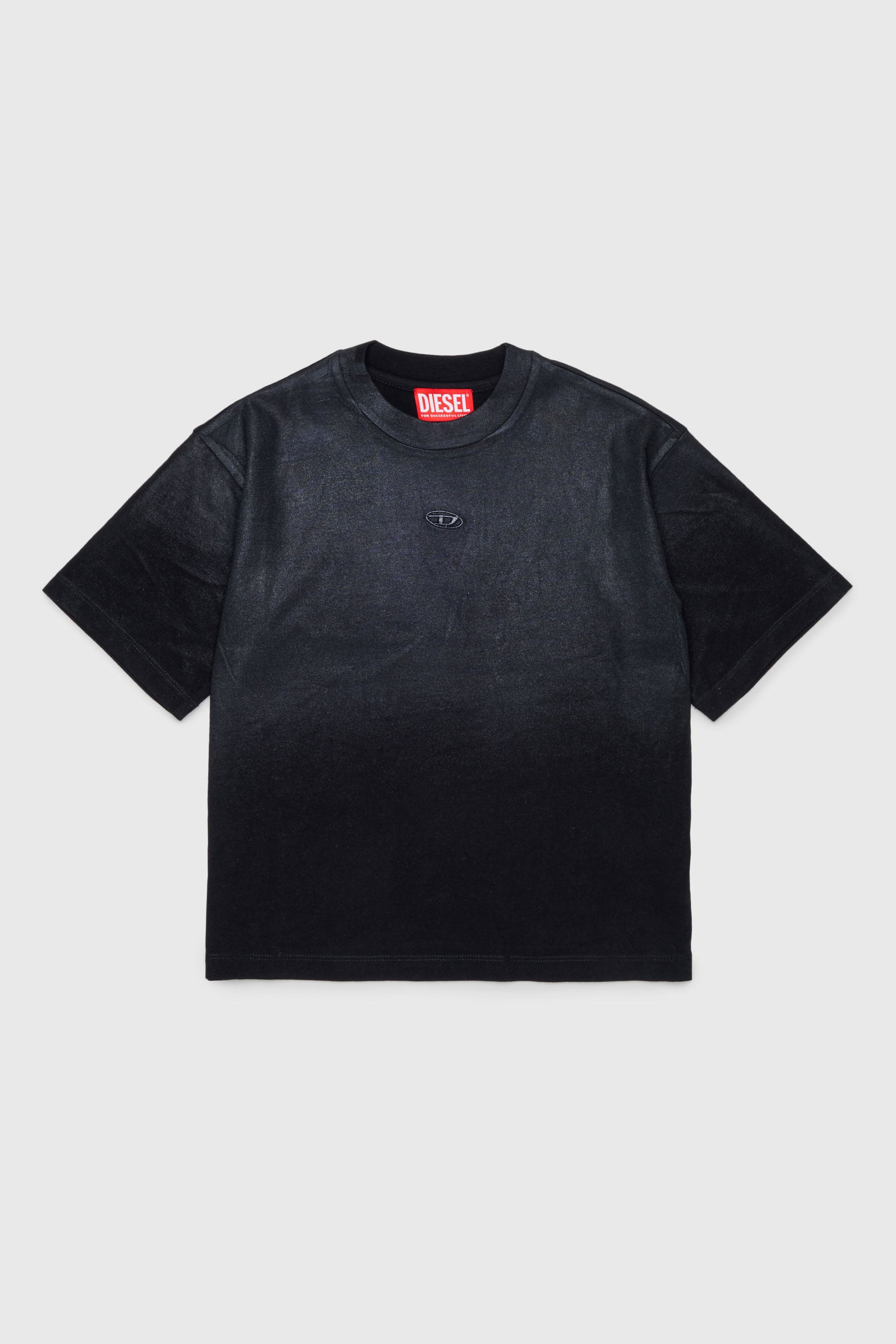 Diesel - TANORMYS2, T-shirt en coton avec broderie ton sur ton Oval D Femme in Noir - 1