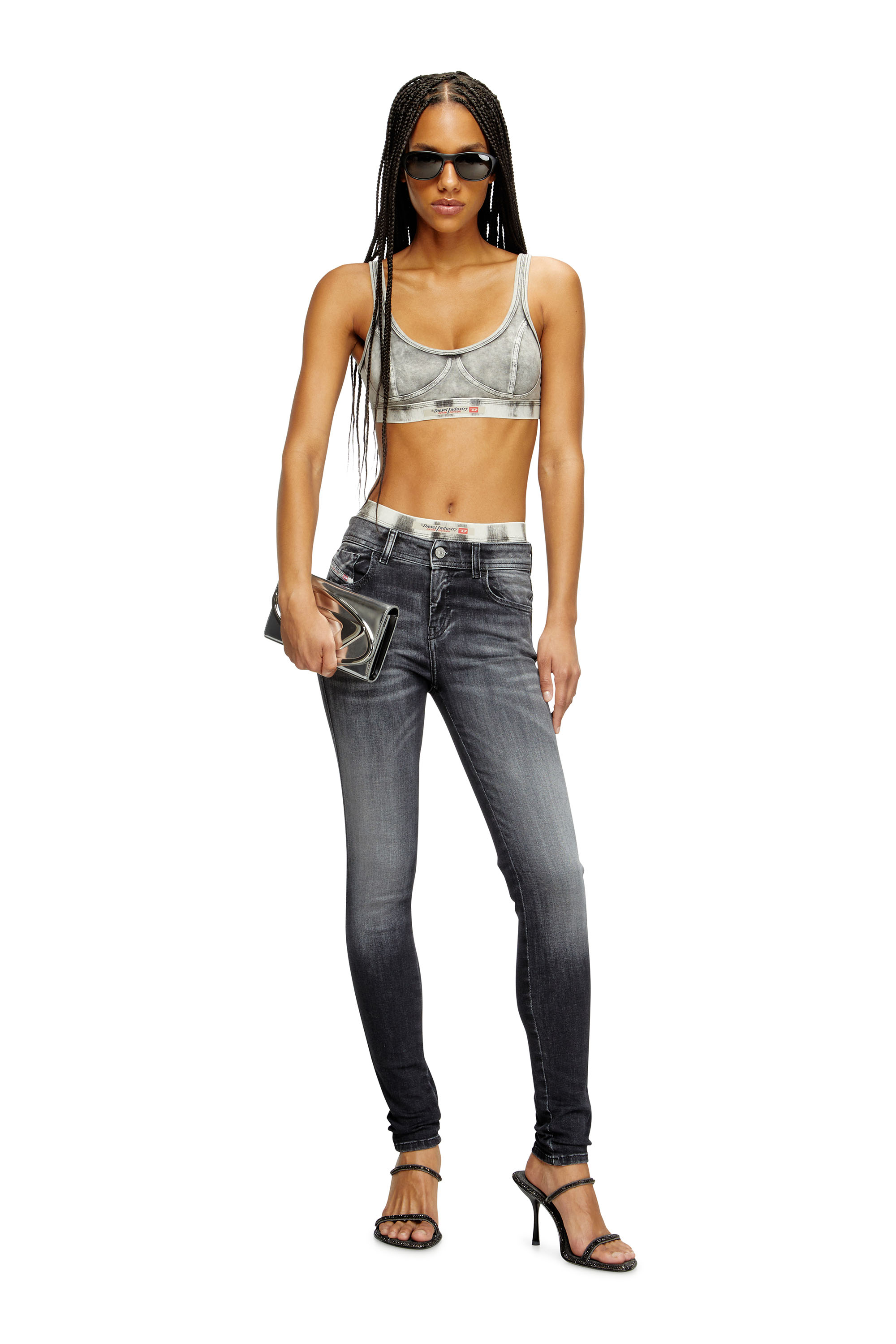 Diesel - Skinny Jeans 2017 Slandy 09K97 Femme, Noir/Gris foncé - Image 2