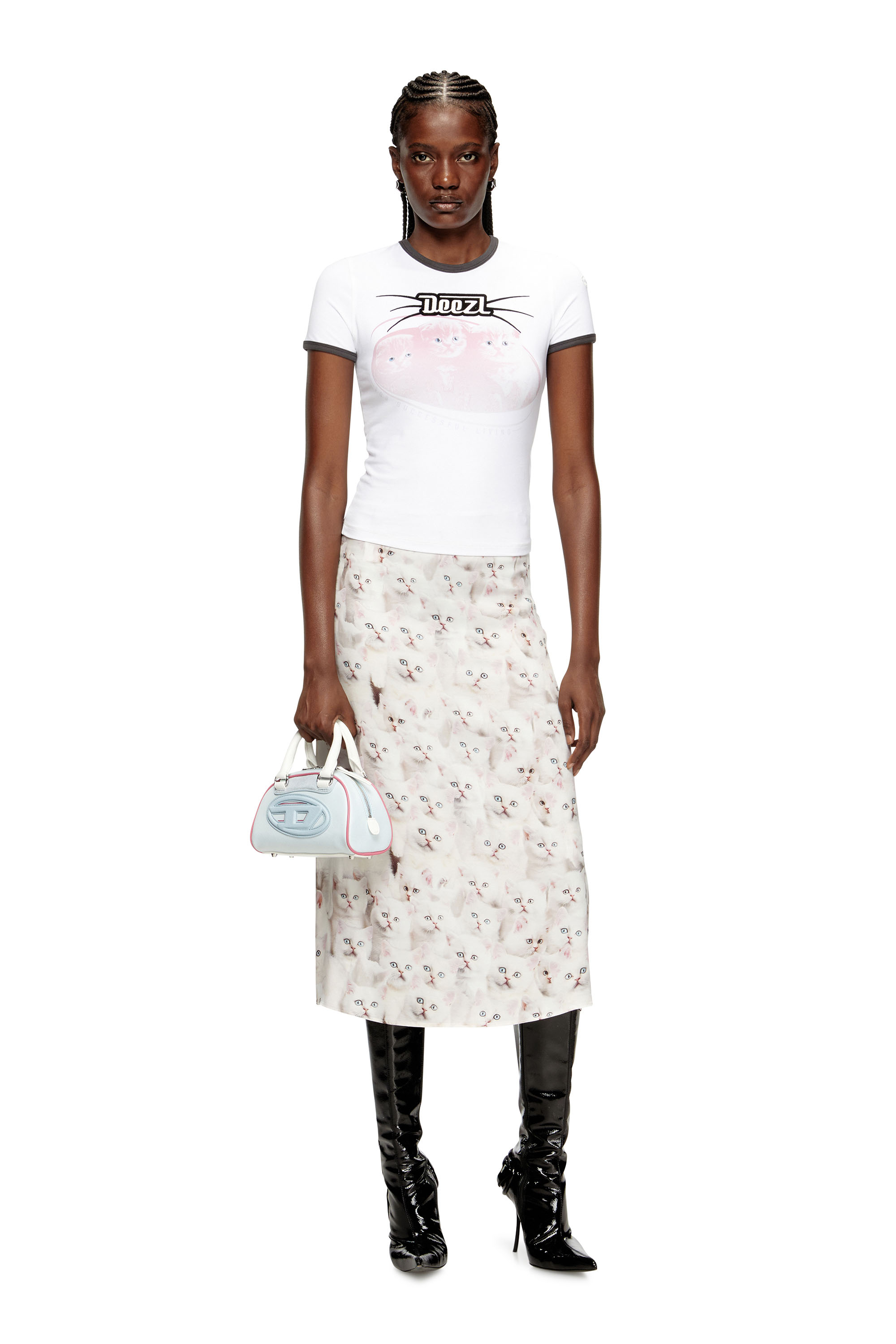 Diesel - O-RCHID-R1, Jupe midi en viscose avec imprimé intégral Femme in Blanc - 2