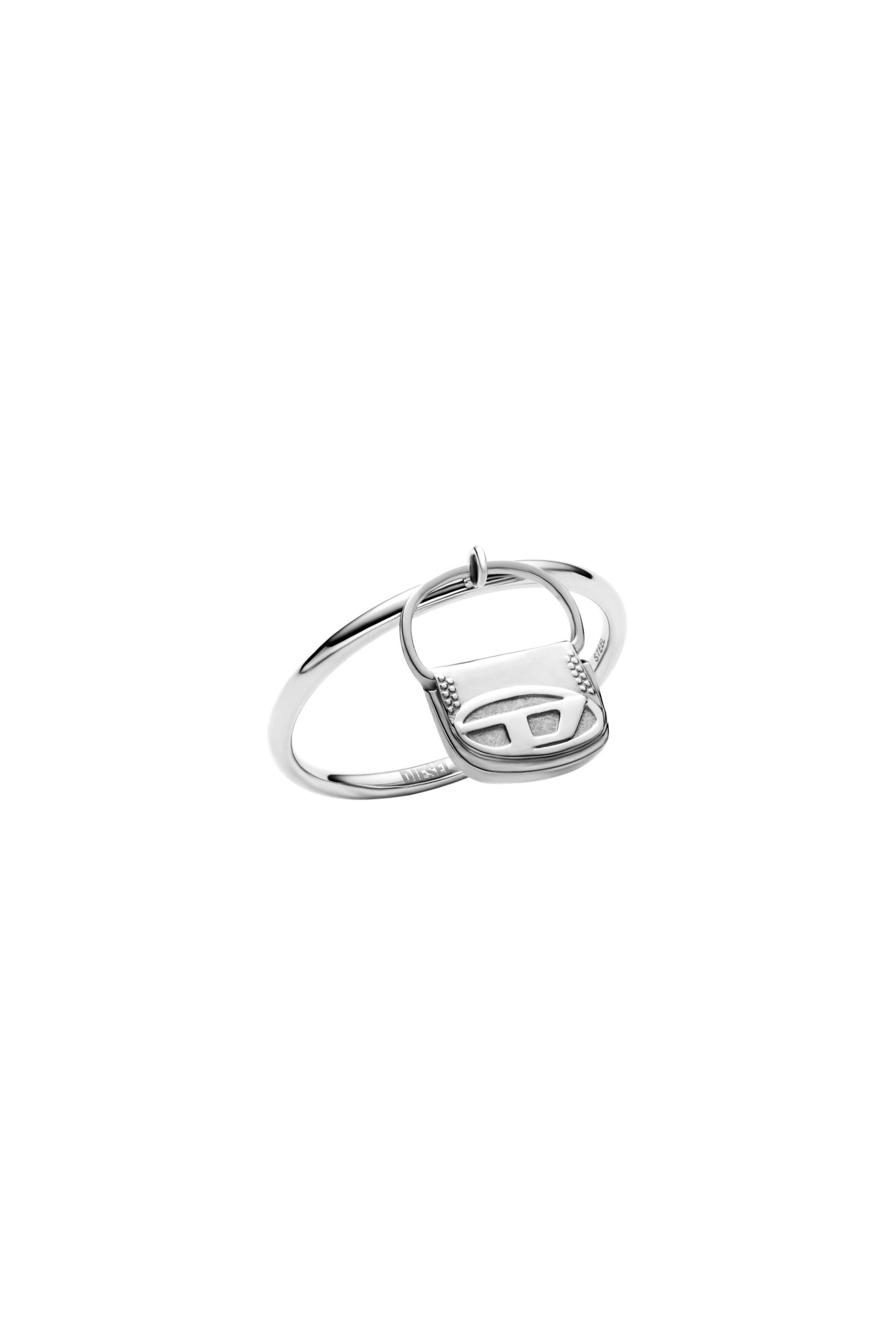 Diesel - DX1619040 JEWELLERY, Bague breloque sac 1DR en acier inoxydable Mixte in Gris argenté - 1