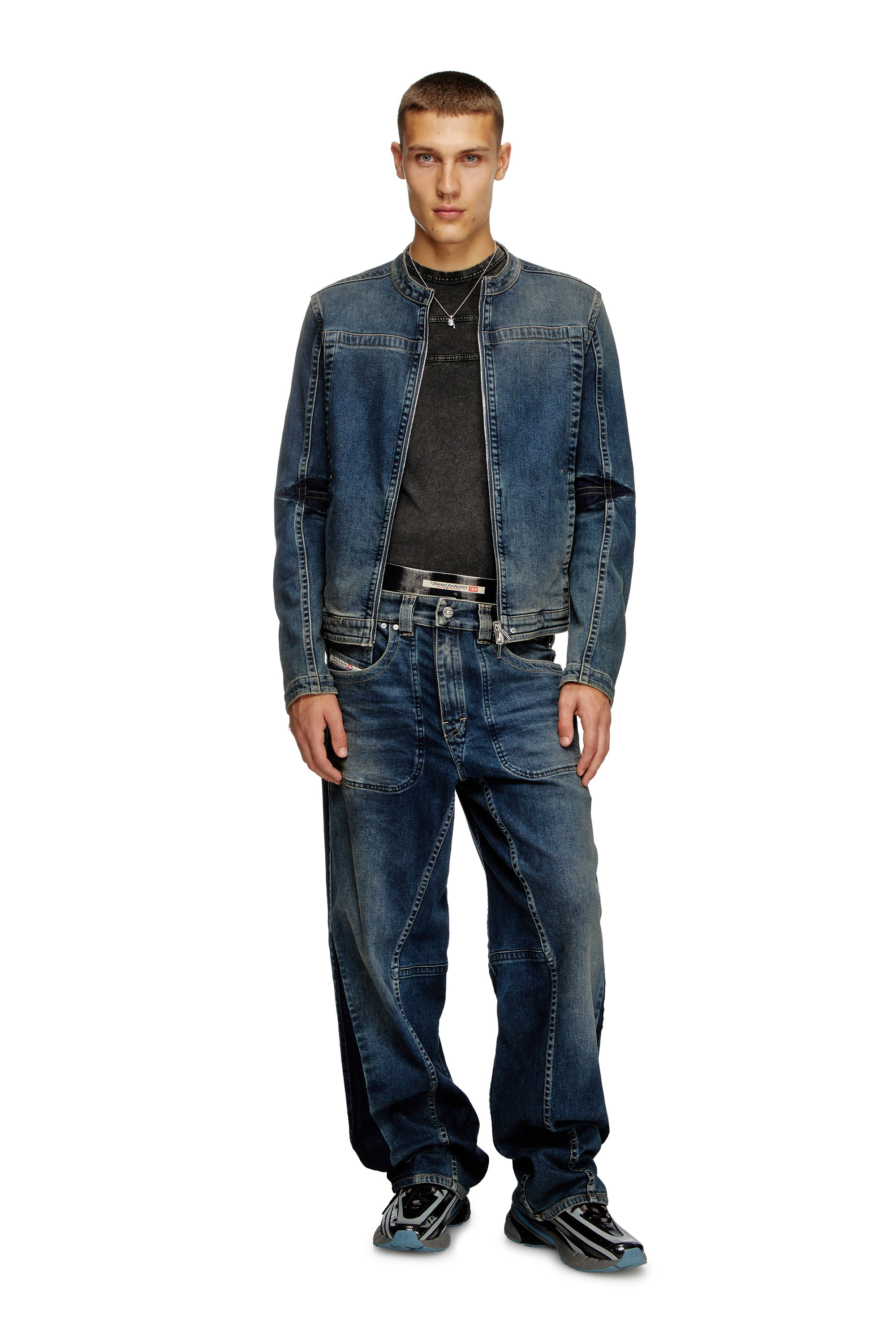 Diesel - D-GLORY-RE, Veste biker en denim Rehab Homme in Bleu - 3