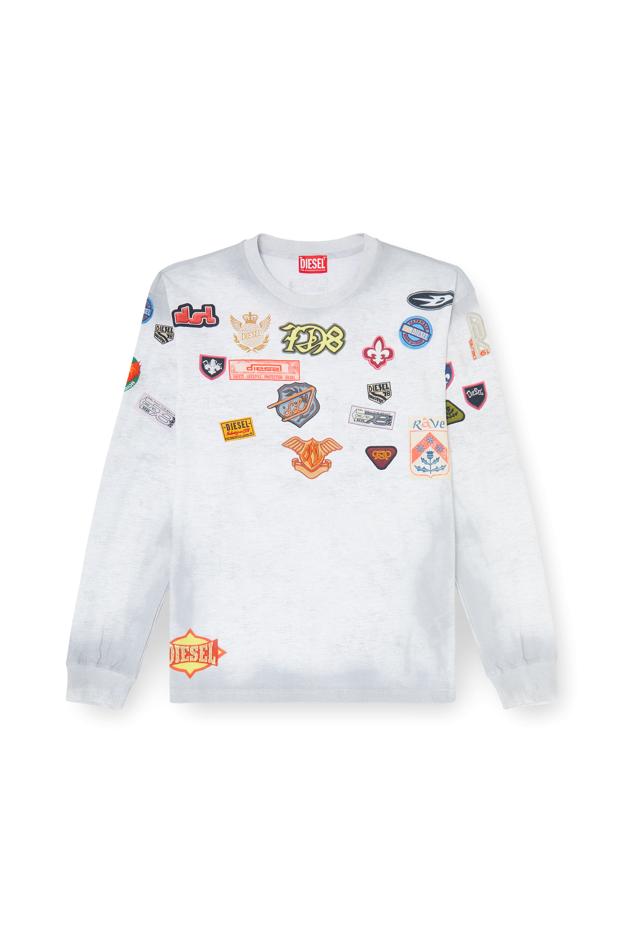 Diesel - T-NORME-LS-PATCHES, T-shirt &agrave; manches longues avec imprim&eacute; patchs all-over Homme in ToBeDefined - 3