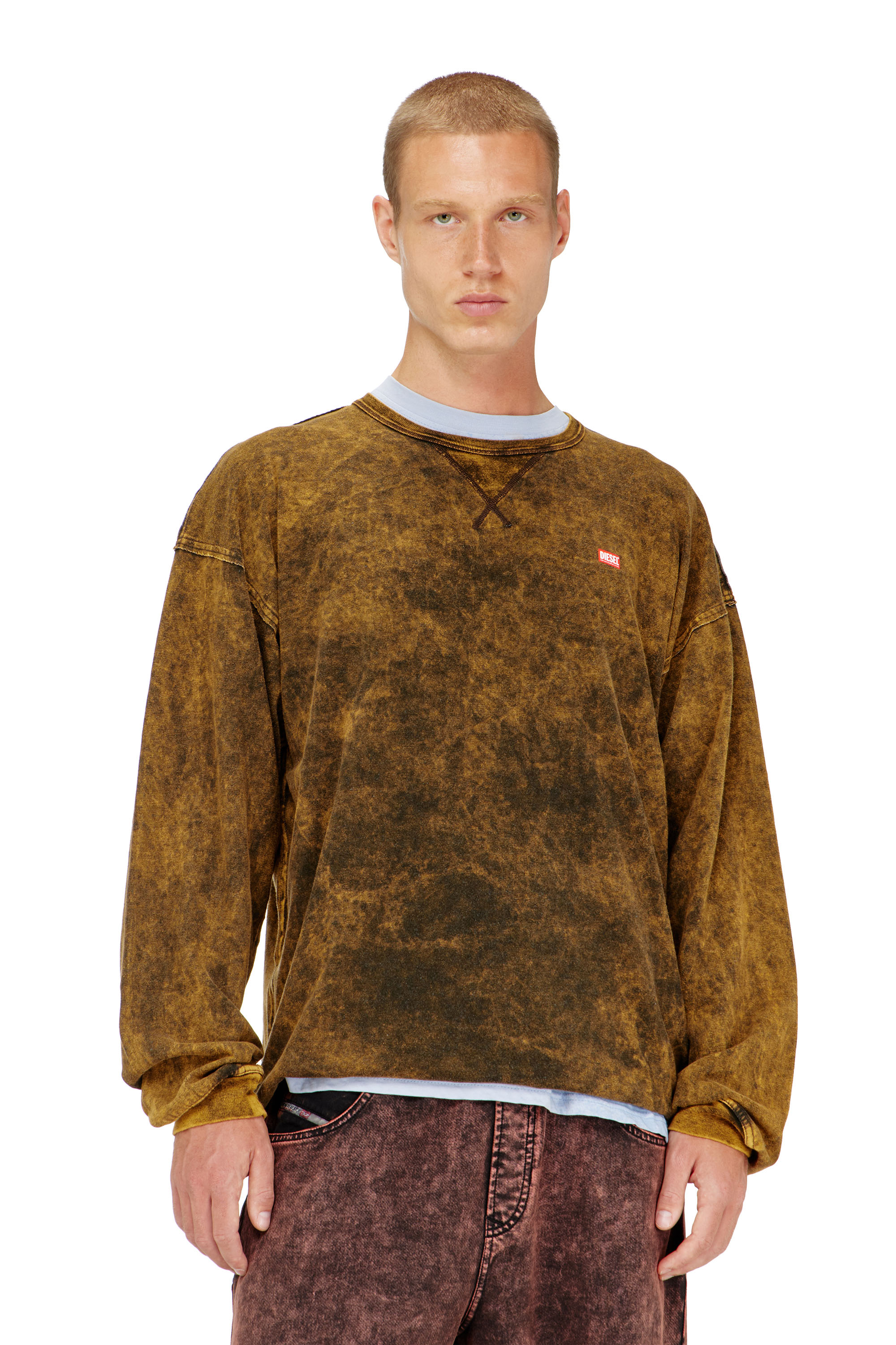 Diesel - T-BOXT-LS-RAW, Man's Acid-wash long-sleeve T-shirt with frayed details in null - 3
