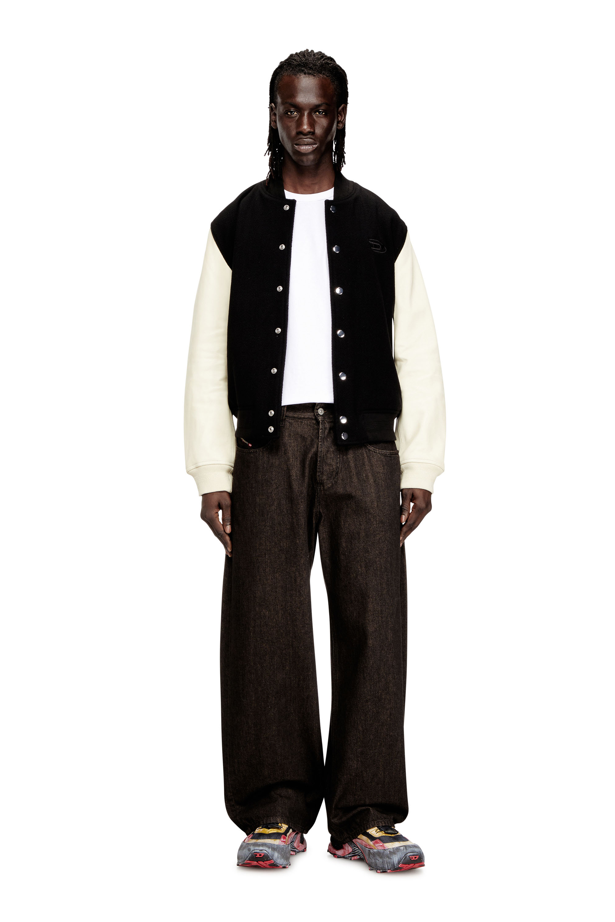 Diesel - L-ARRY-WRD, Blouson aviateur en mélange de laine et cuir Homme in ToBeDefined - 2