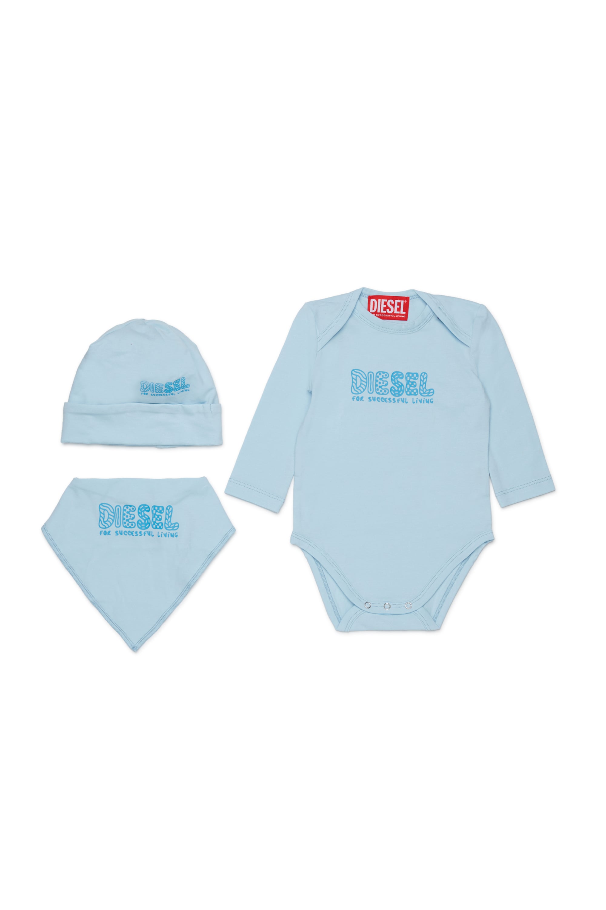 Diesel - UBBYBOX-NB, Ensemble nouveau-n&eacute; avec imprim&eacute; doodle-logo Mixte in Bleu - 1