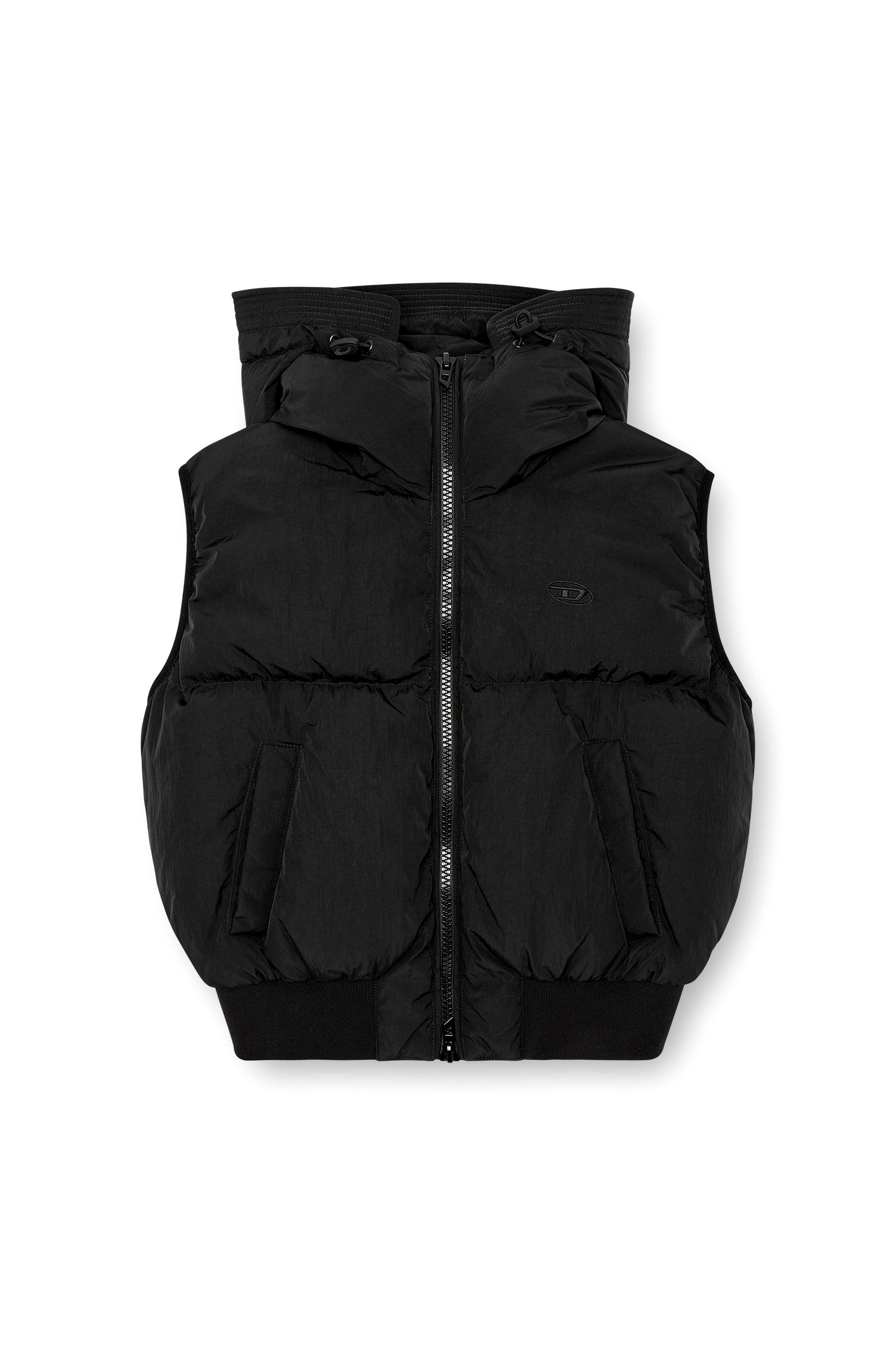 W-PEYT-SSL-NEW-P1, Noir Diesel - W-PEYT-SSL-NEW-P1, Gilet sans manches à capuche en nylon froissé Femme in Noir - 2