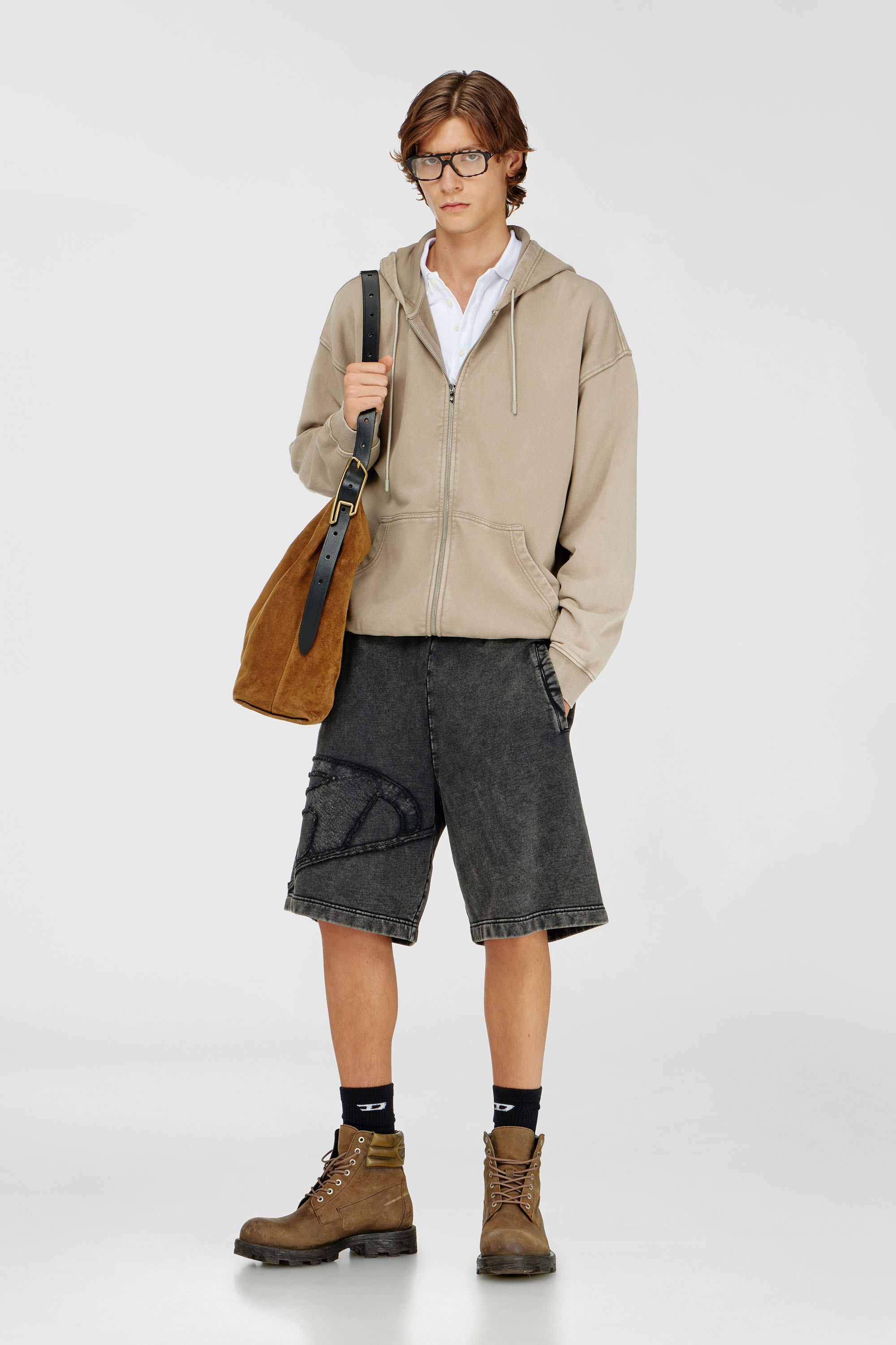 Short en molleton avec logo Oval D sectionn&eacute;