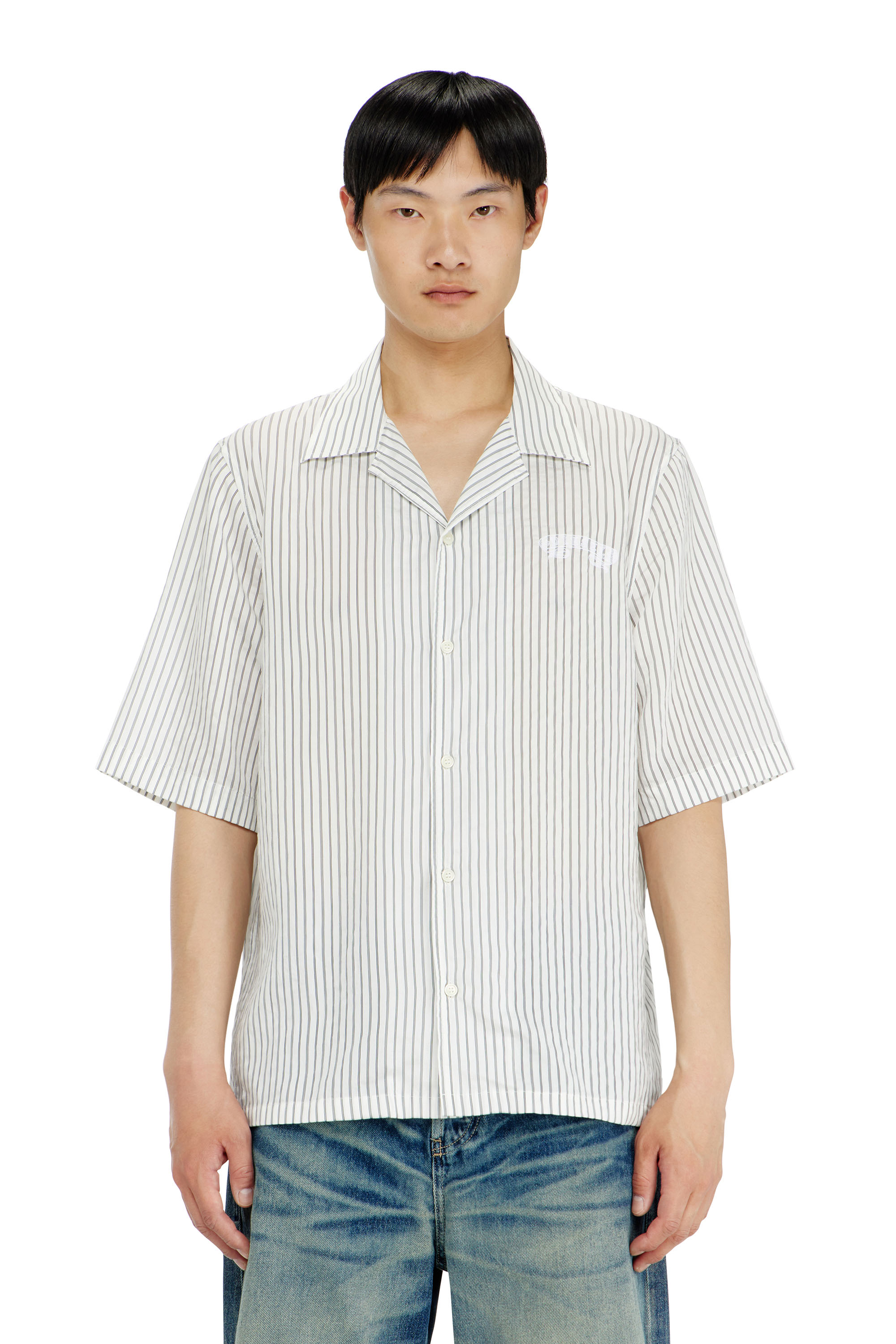 Diesel - S-MAC-EFBV, Chemise &agrave; manches courtes en modal &agrave; rayures fines Homme in Polychrome - 3