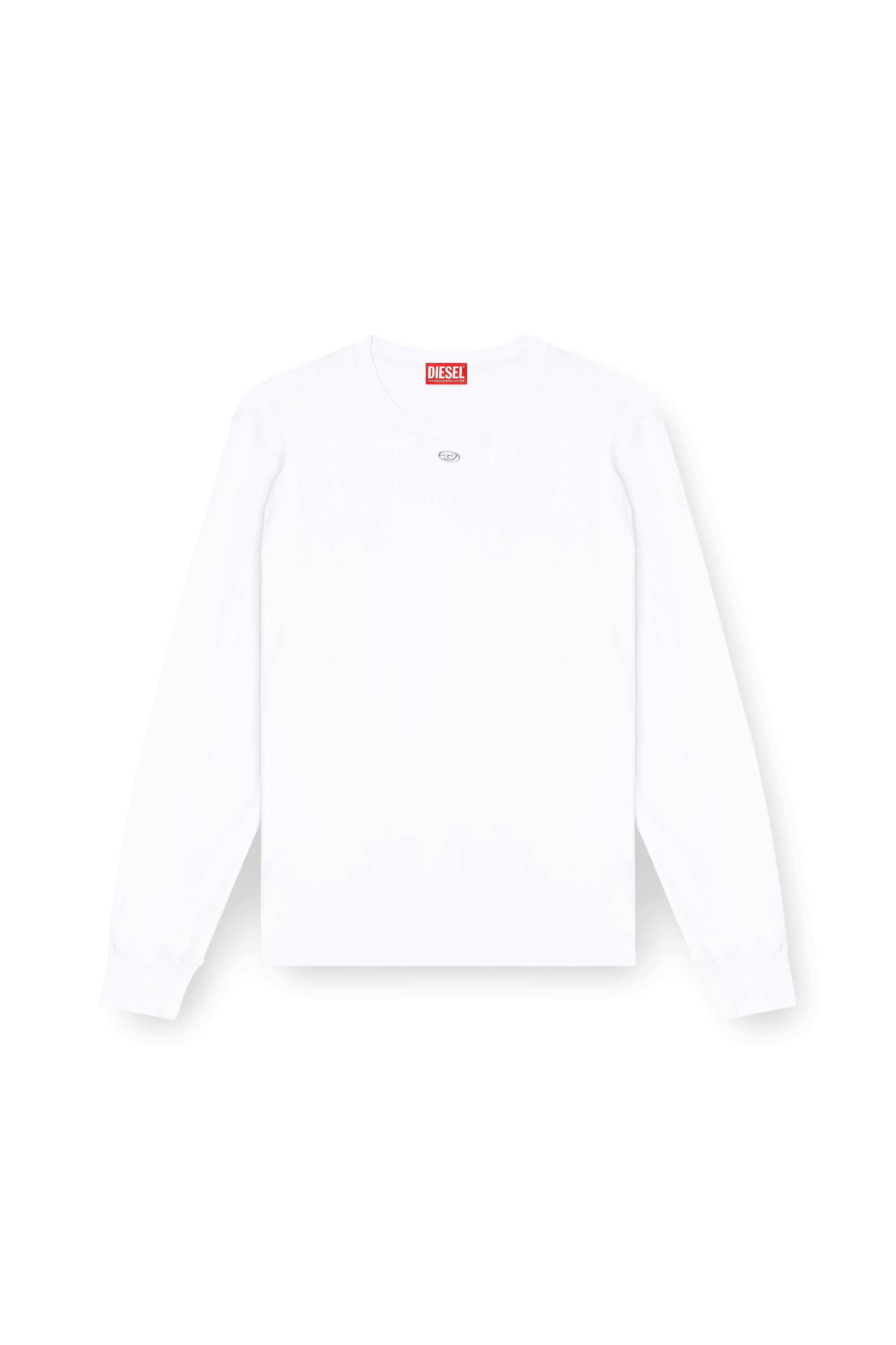 Diesel - T-MADJUST-LS-TR, T-shirt &agrave; manches longues en coton avec Oval D Homme in Blanc - 3