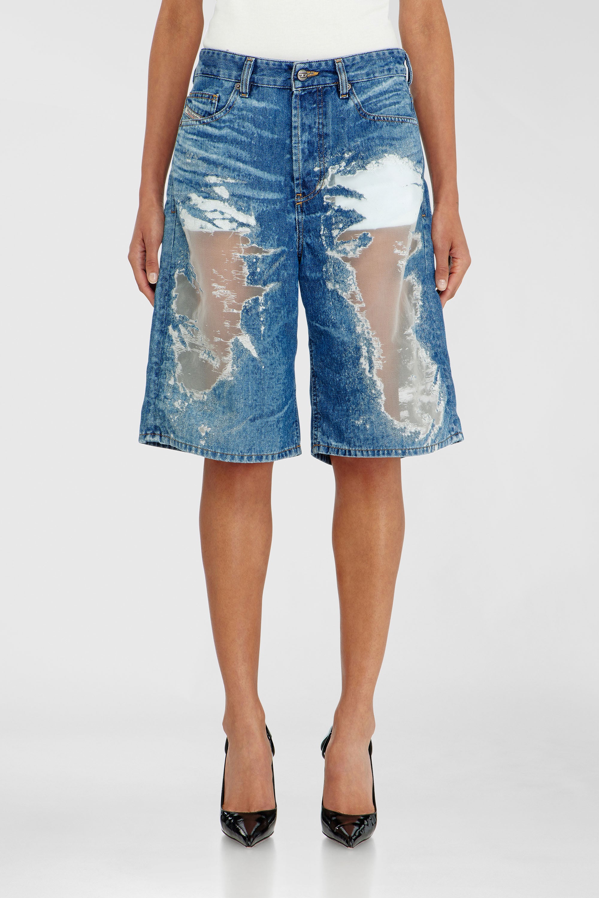 Diesel - PR-DE-SIRE-SHORT, Short en denim devor&eacute; Mixte in Bleu - 2