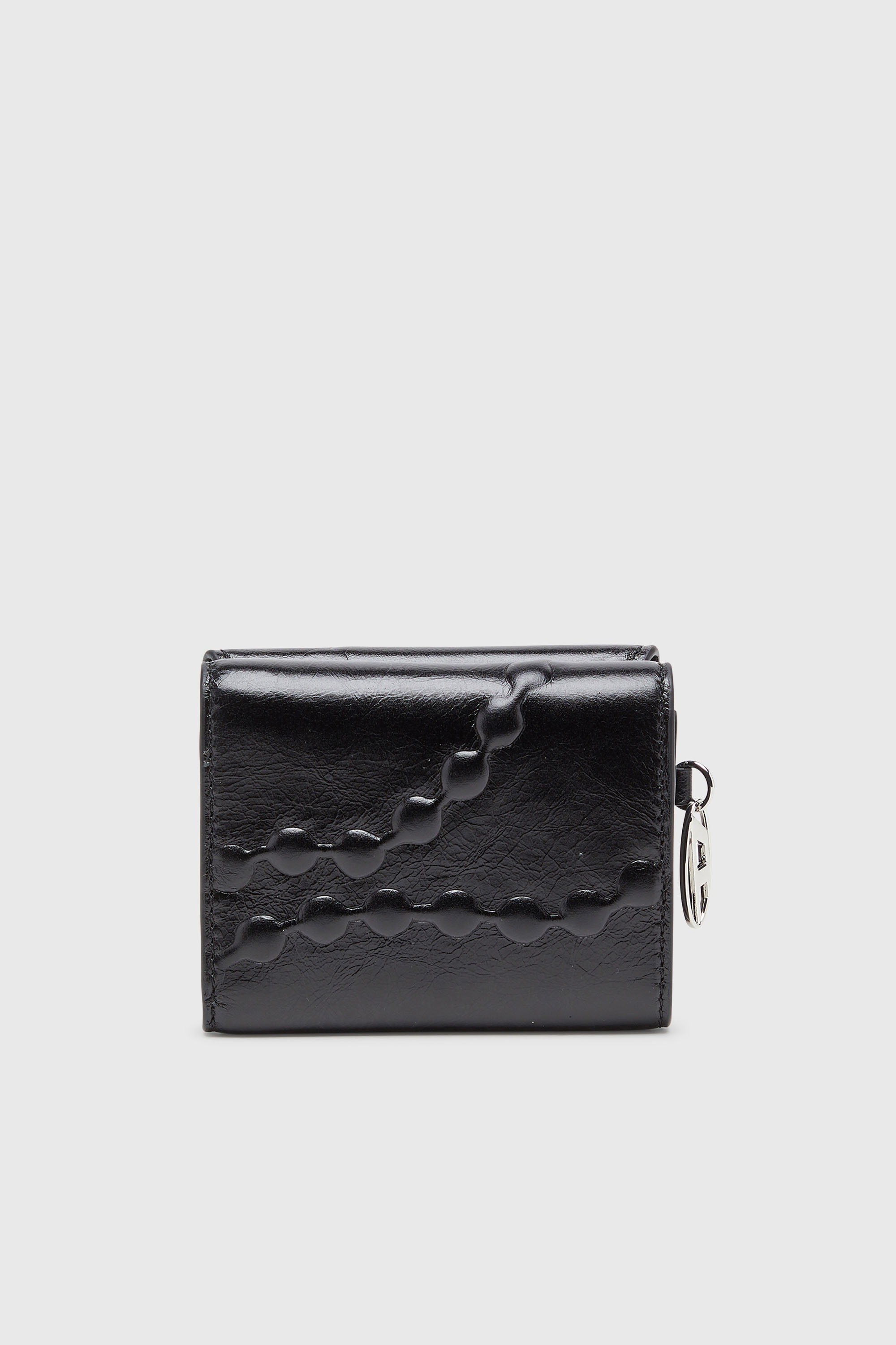 Diesel - OVAL-D TRI FOLD ZIP COIN XS II, Portefeuille en cuir &agrave; trois volets avec motif emboss&eacute; Femme in Noir - 2