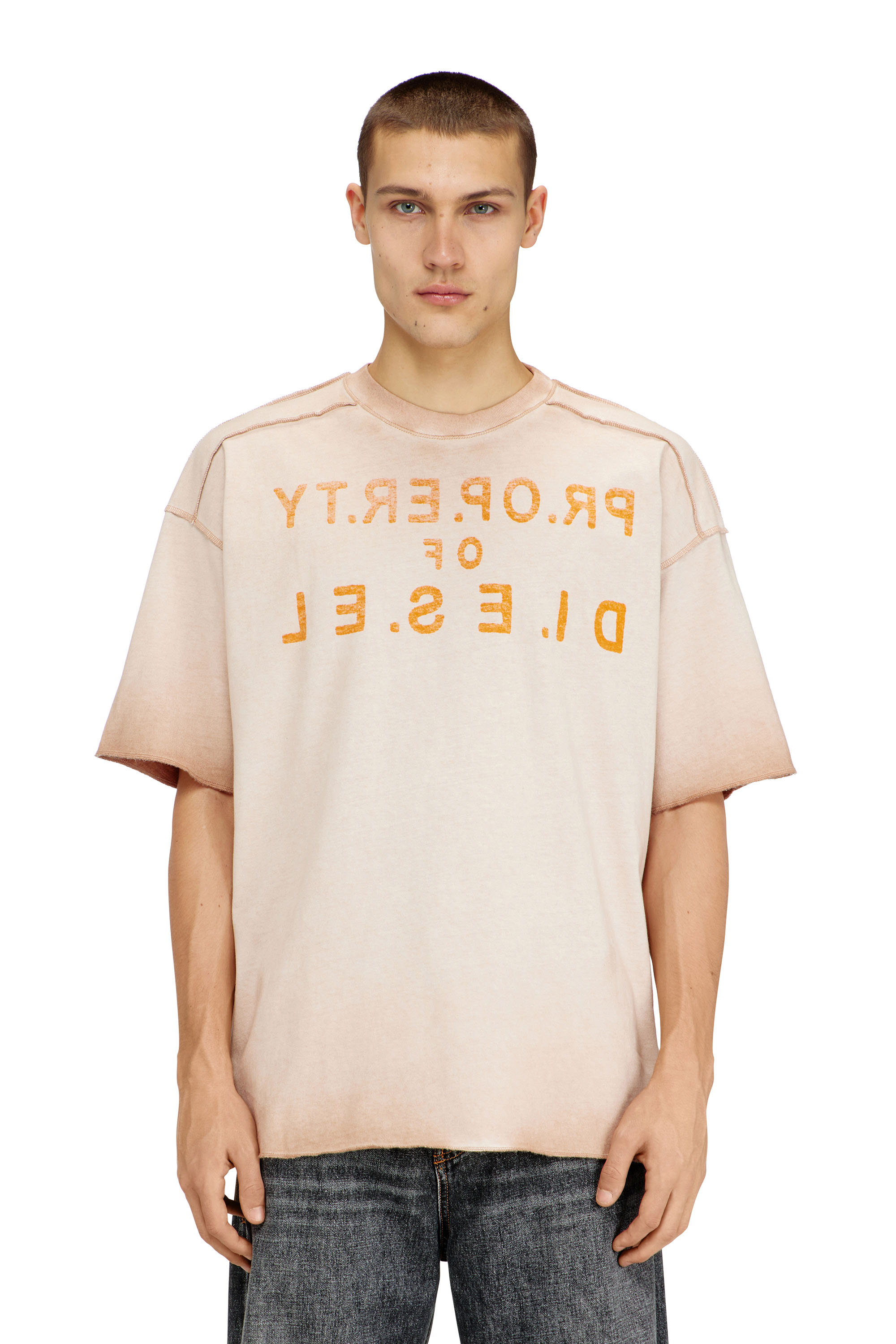 Diesel - T-LOOK, T-shirt en coton d&eacute;contract&eacute;e avec imprim&eacute; devant et dos Homme in ToBeDefined - 1