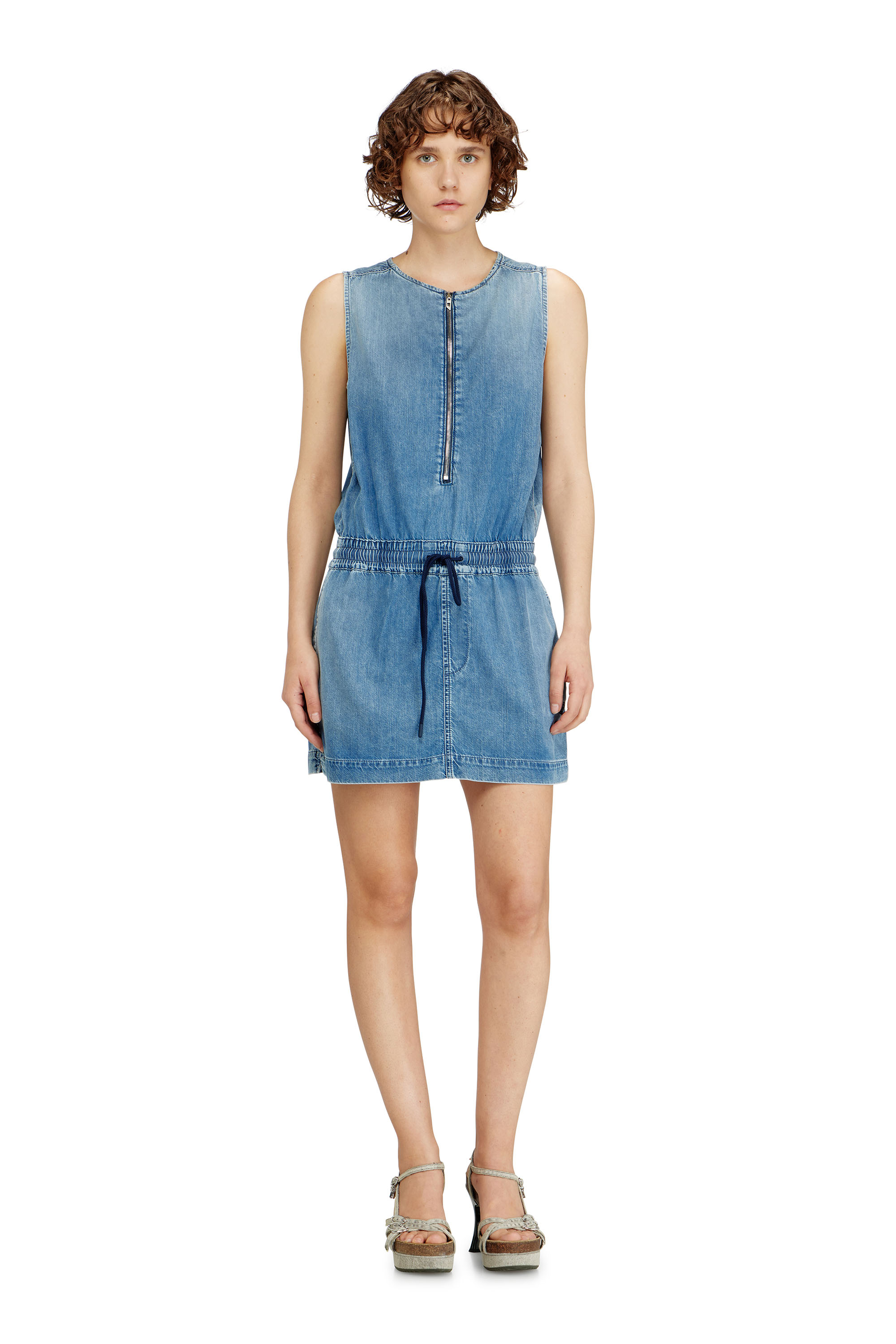 Diesel - DE-SLAM-S, Robe en denim fluide avec taille &agrave; cordon Femme in ToBeDefined - 2