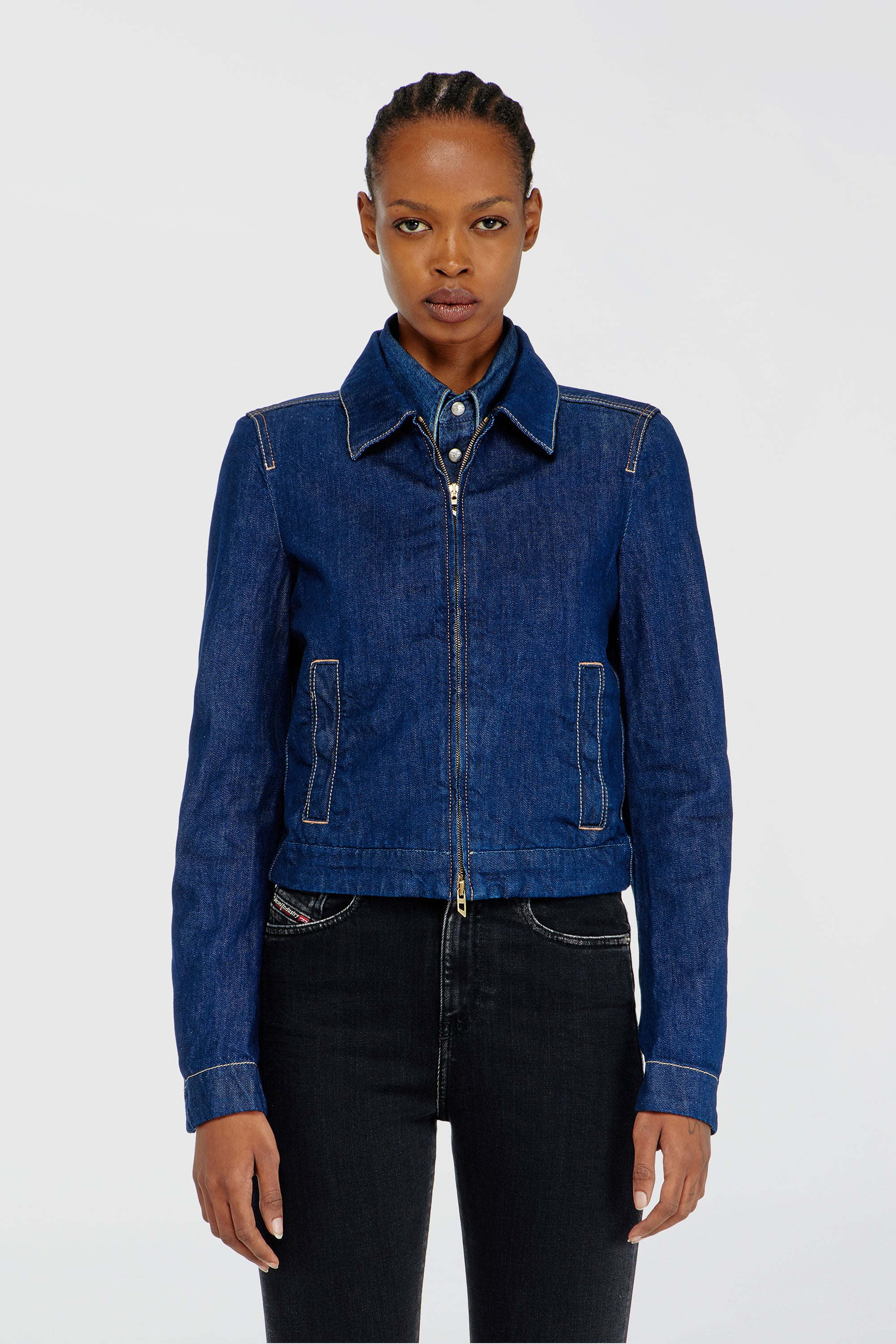 Diesel - DE-CORB, Veste coach en rinse denim Femme in Bleu - 1