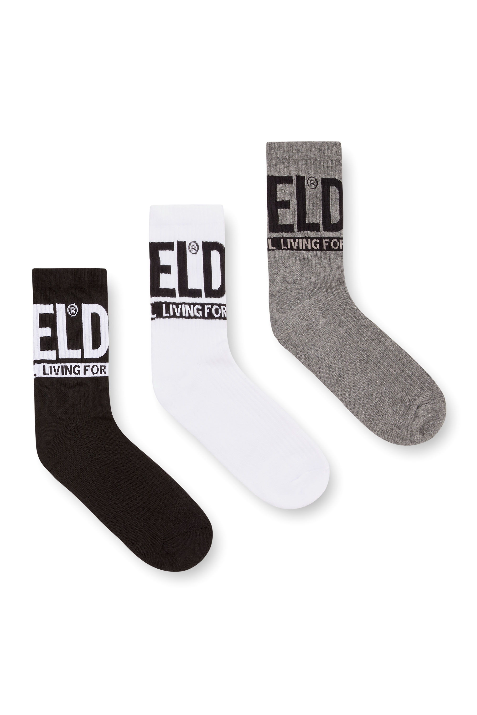 Diesel - SKM-RAY-3PACK-CUSHIONED-17,5, Man's Three-pack socks with Diesel logo in Black/Grey - 1