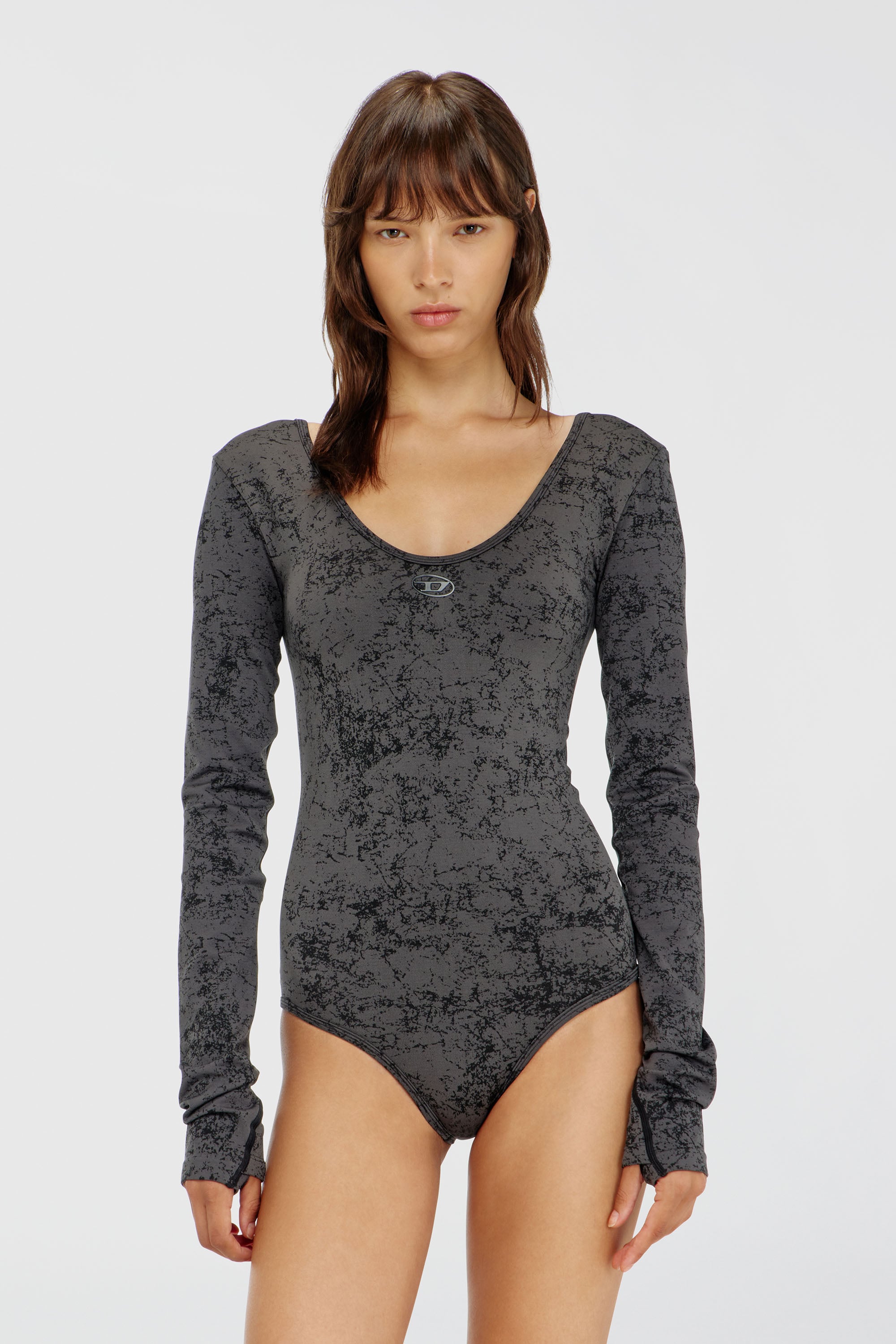 Diesel - IONNA-UTLT, Body &agrave; dos ouvert avec imprim&eacute; utilitaire Femme in Noir - 1