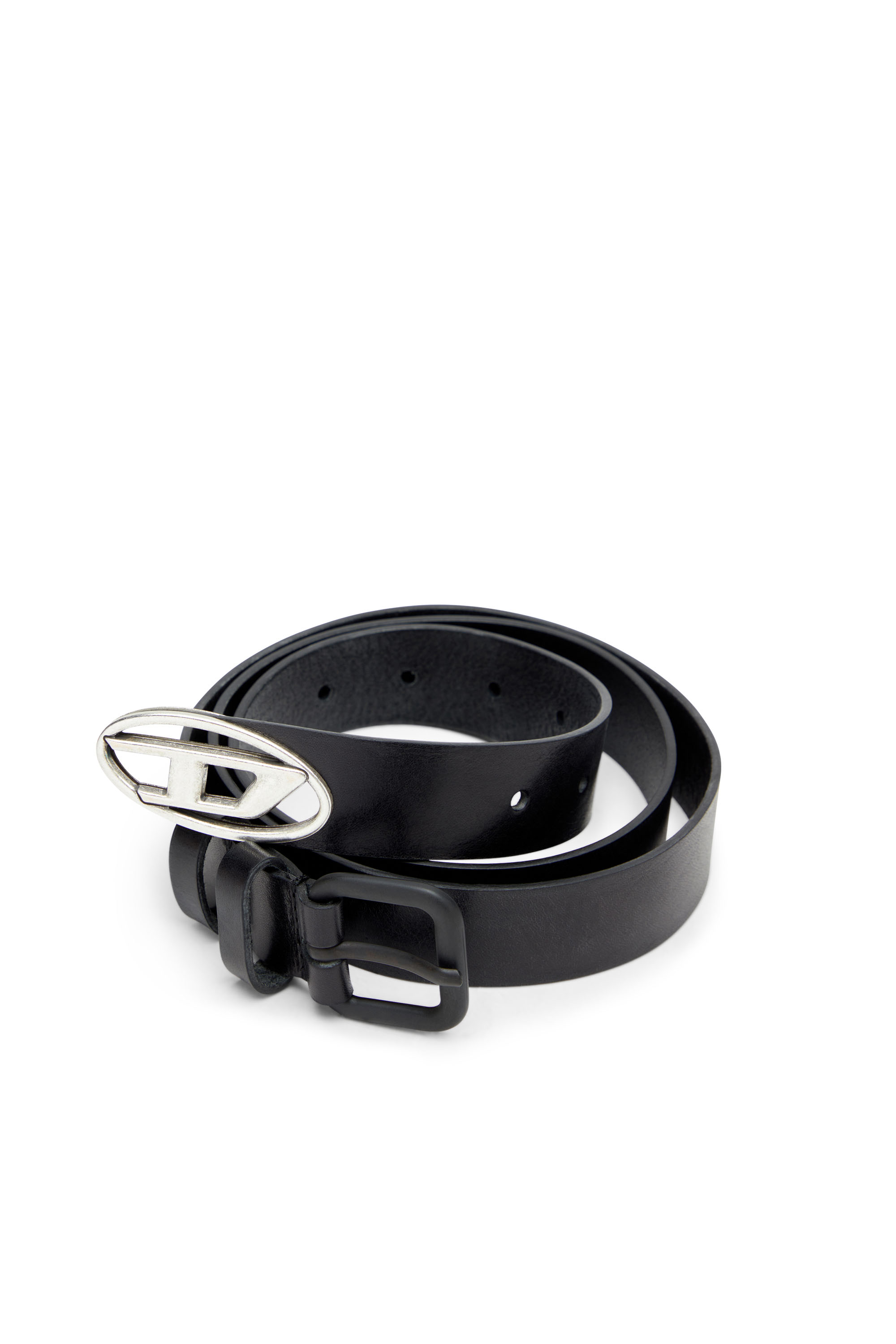 Diesel - B-INLAY, Ceinture en cuir avec logo oval D Mixte in Noir - 3