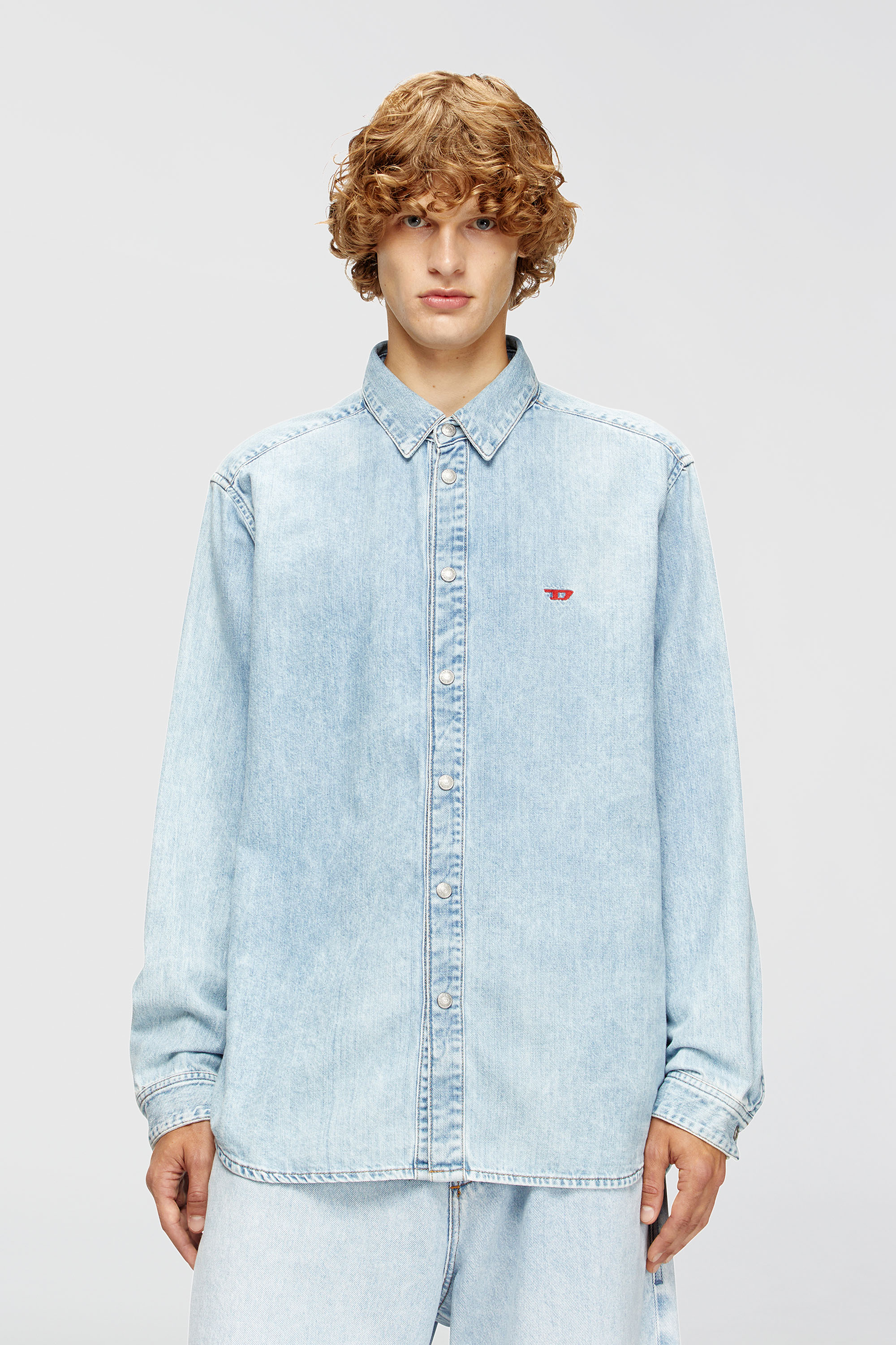 Diesel - D-SIMPLY, Man's Shirt in denim in Light Blue - 3