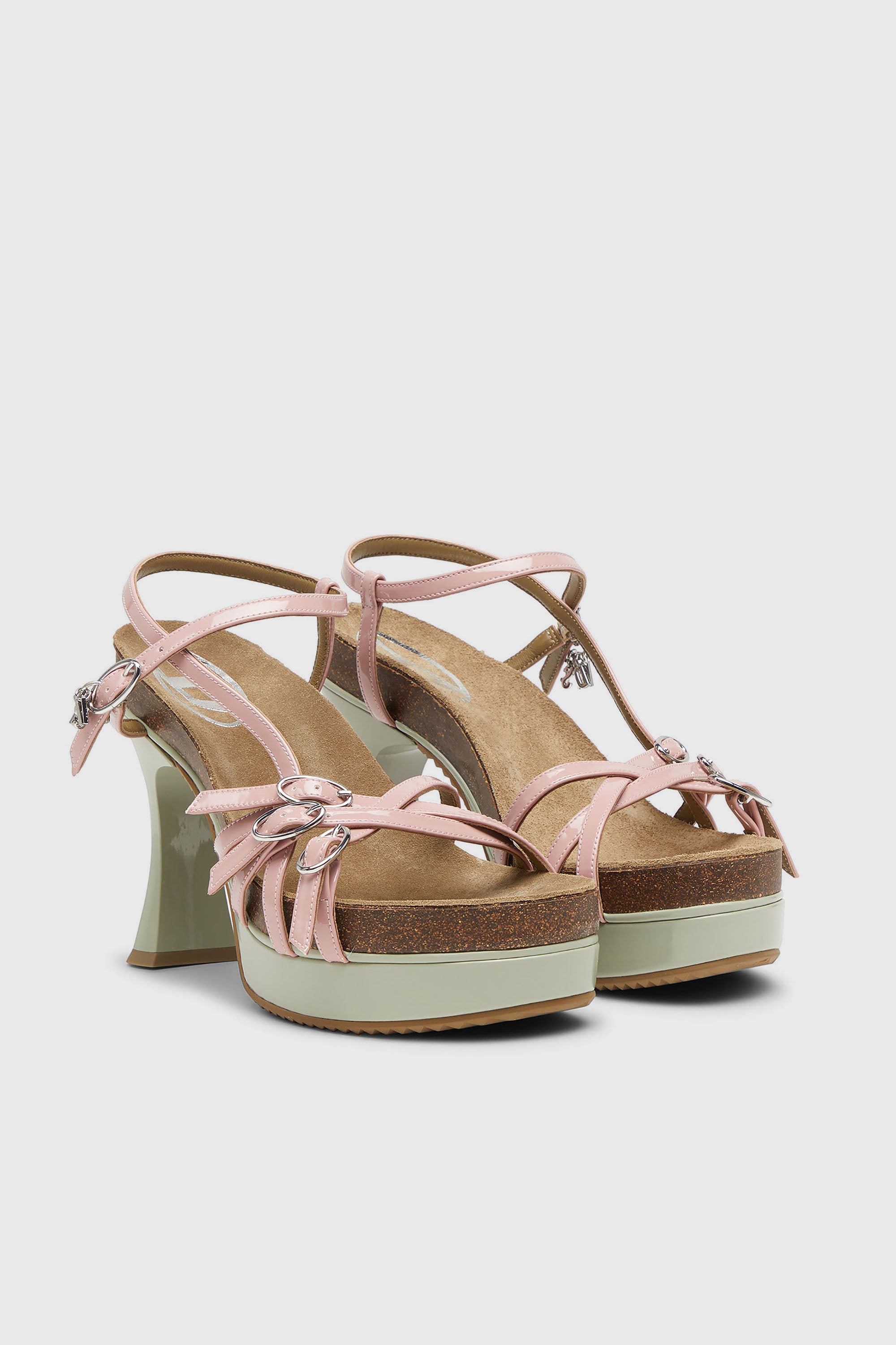 Diesel - D-WOODSTOCK 105 SANDAL, D-Woodstock-Sandales &agrave; plateforme &agrave; brides en PU brillant Femme in Polychrome - 2