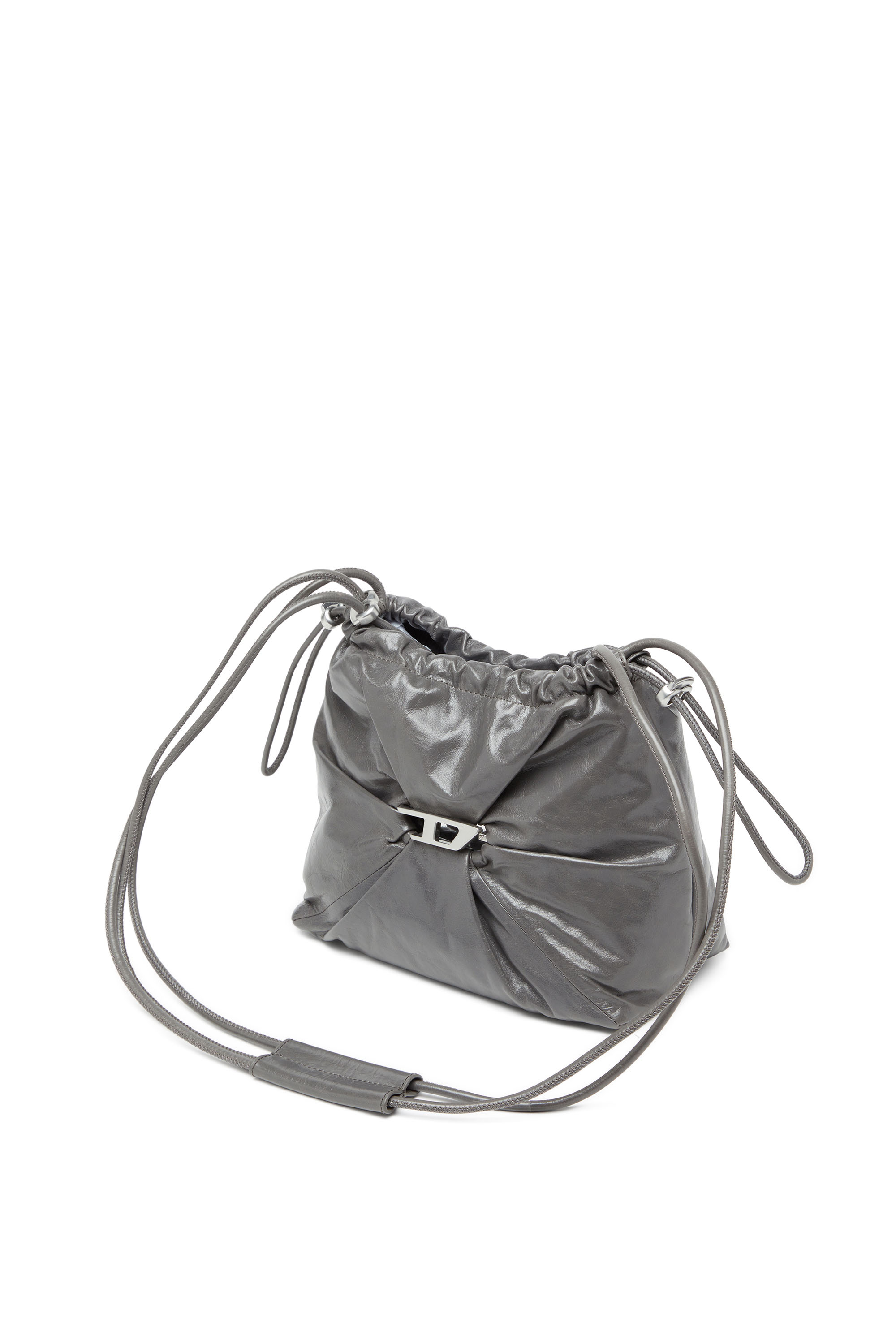 Diesel - SCRUNCH-D BUCKET, Scrunch-D-Sac seau en cuir froissé et brillant Femme in Gris - 1