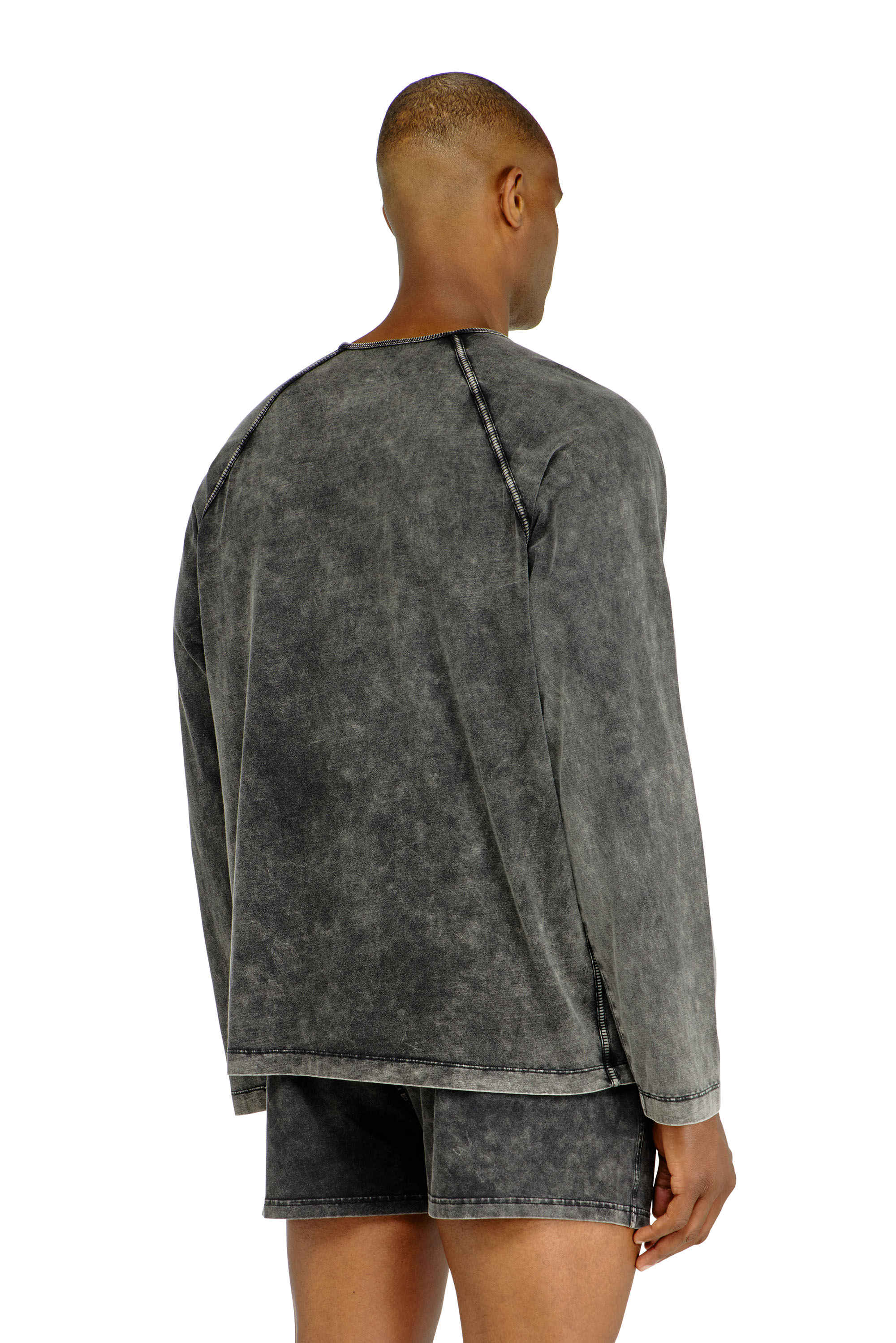 Diesel - BRYAN-DNM, Haut de pyjama en coton avec patch logo Homme in Gris - 3