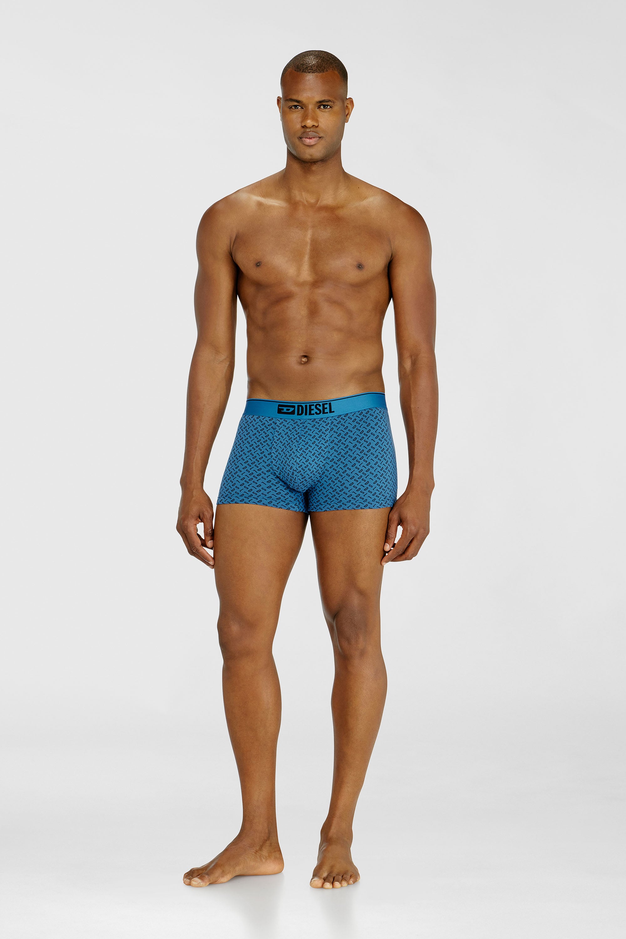 Diesel - DAMIEN-D-BOX-3PACK, Lot de trois trunks en coton stretch avec monogram Homme in Bleu - 2