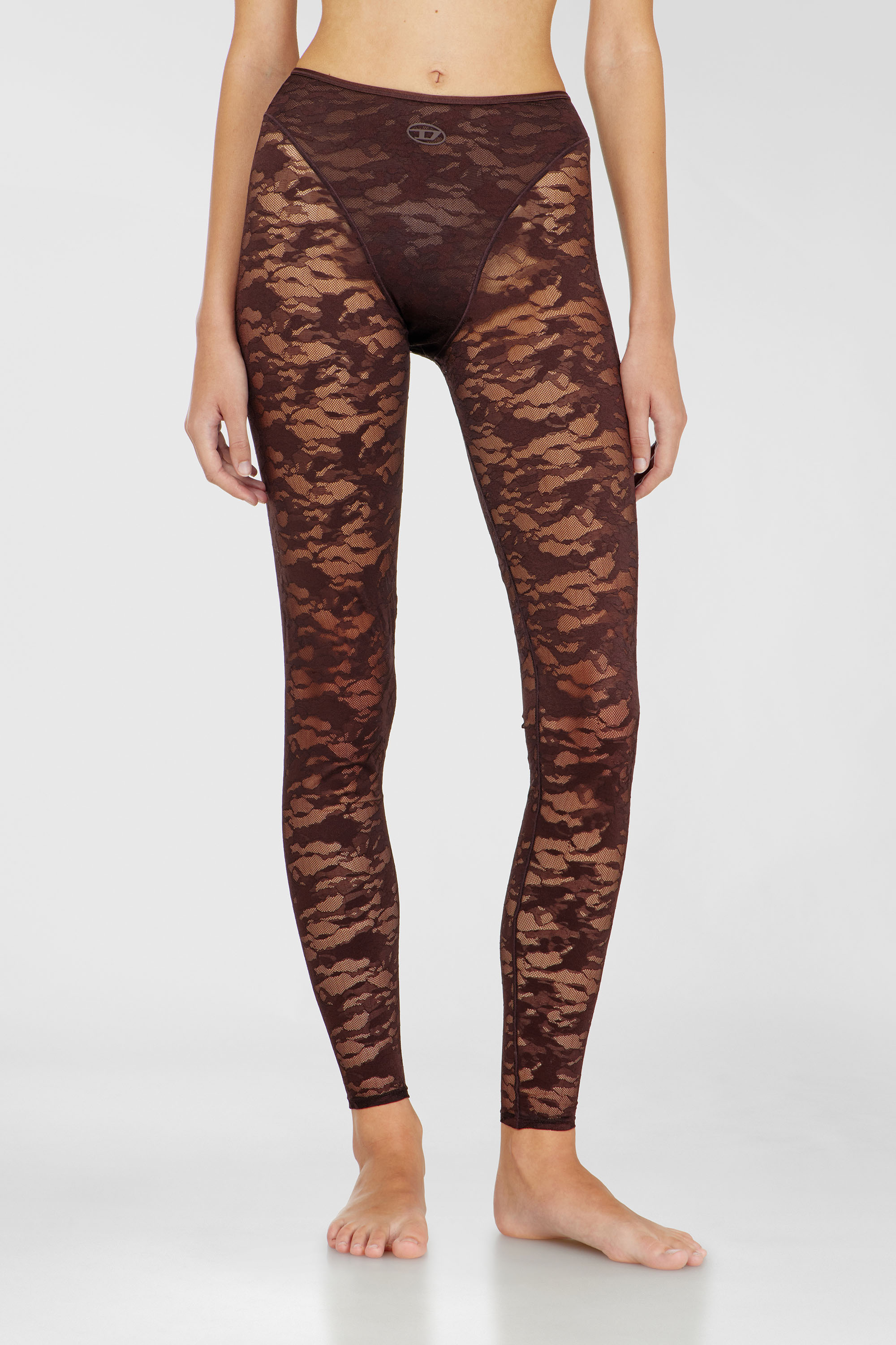 Diesel - HAYLEY-UTLT, Leggings en dentelle nylon camouflage Femme in Marron - 3