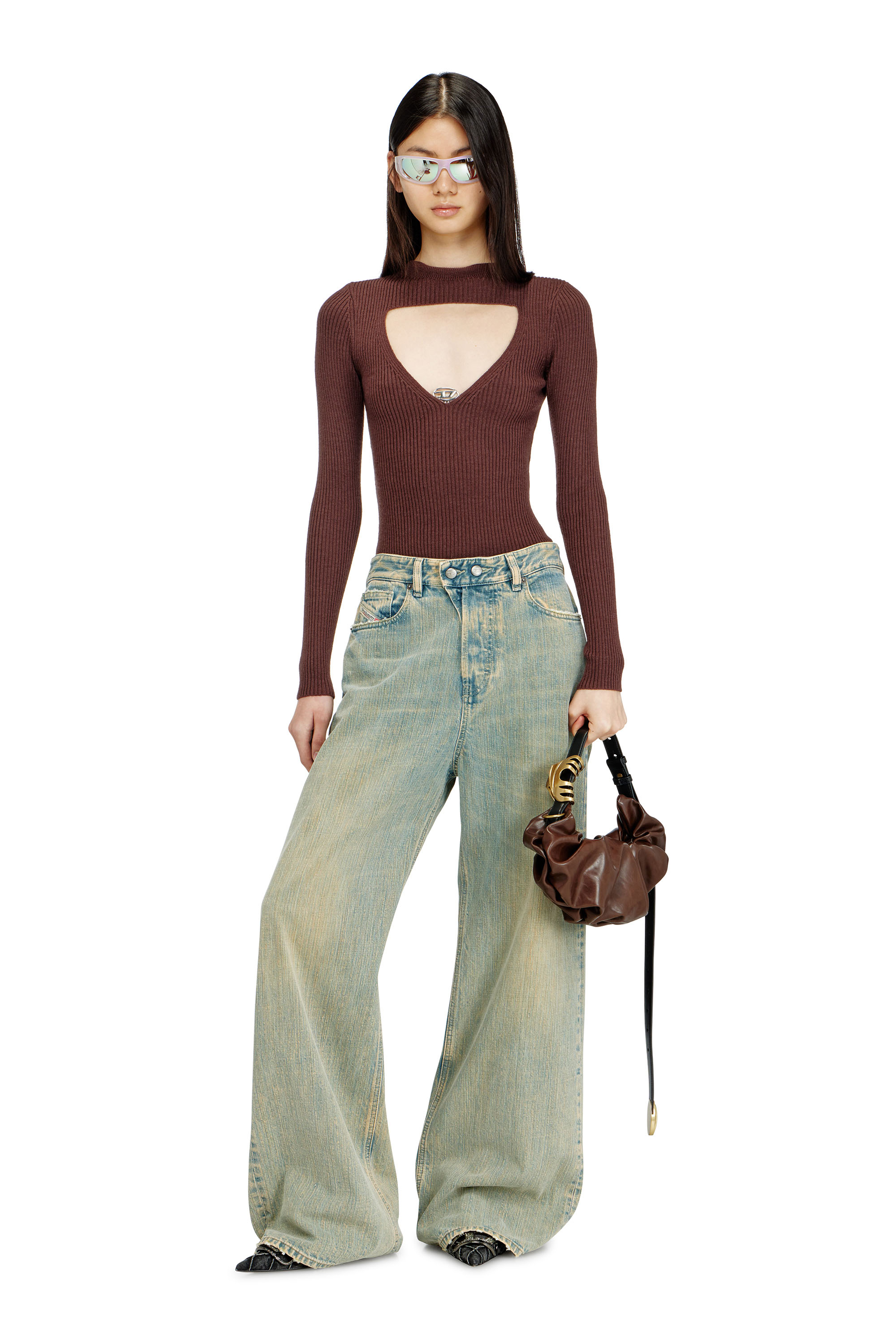 Diesel - GRAB-D HOBO S, Grab-D-Sac hobo &agrave; bandouli&egrave;re effet ceinture Femme in Marron - 2