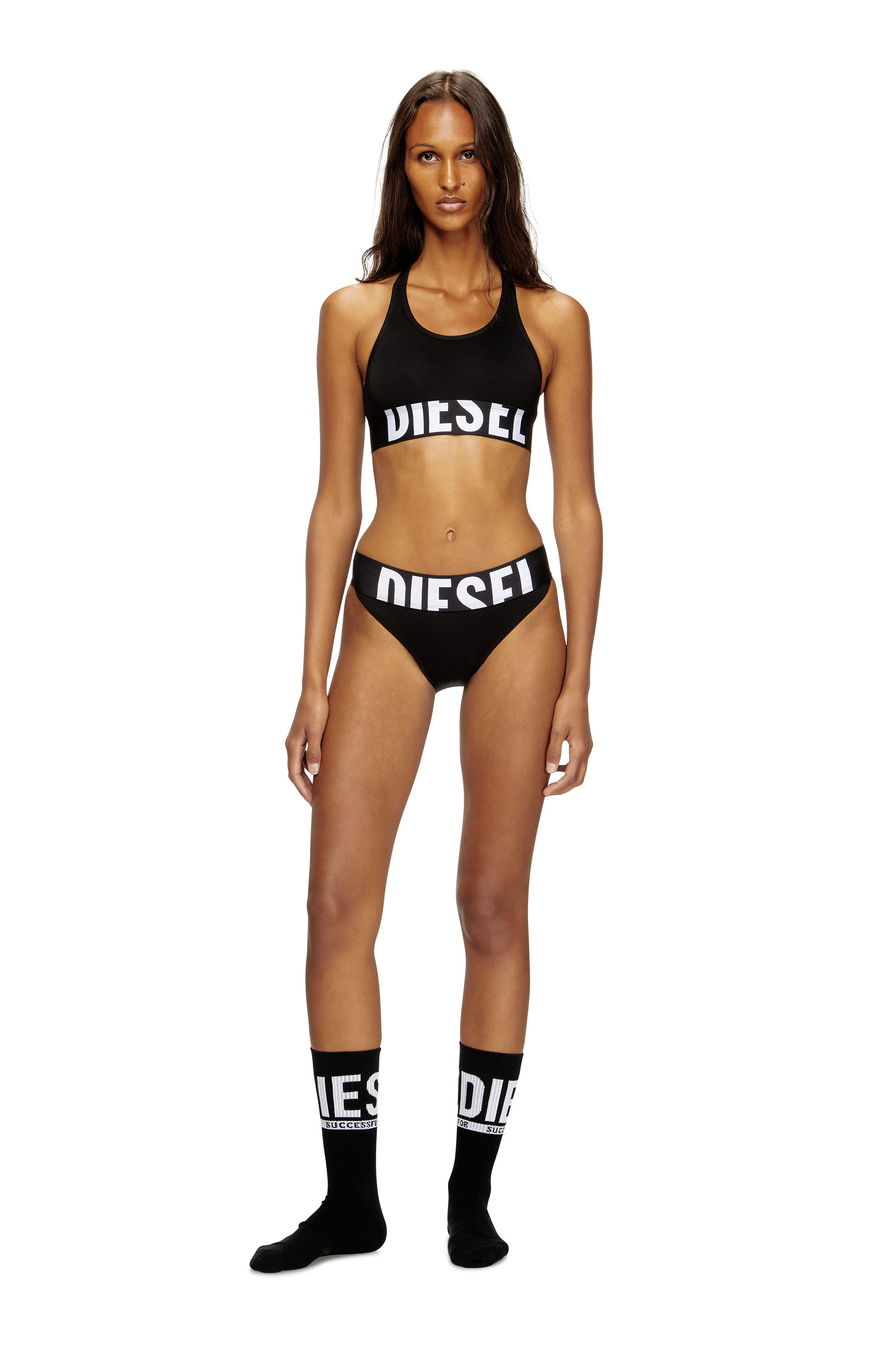 Diesel - UFSB-COTTON-RACE-BRALETTE-XL, Soutien-gorge de sport avec logo découpé Femme in Noir - 2