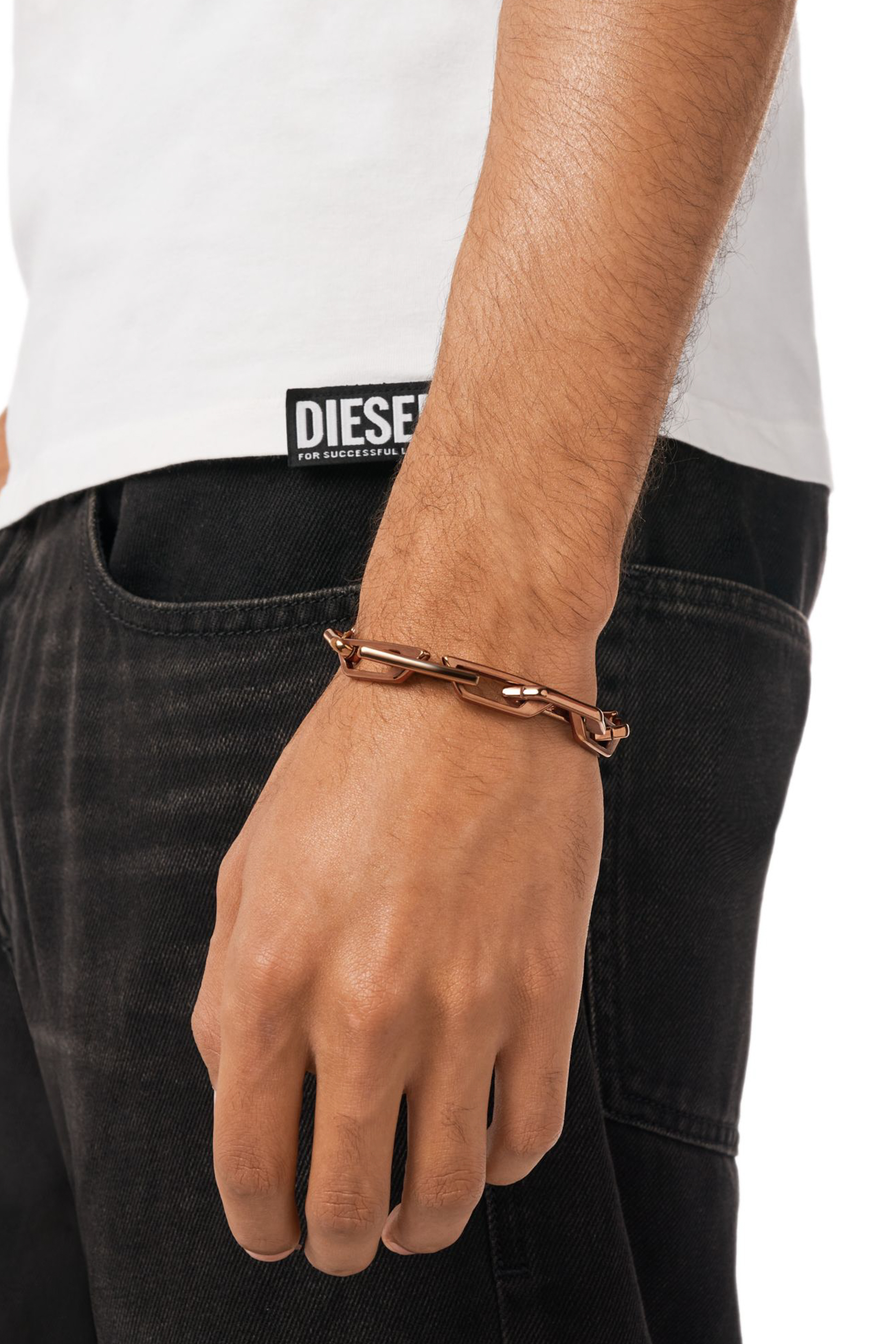 Diesel - DX1645200 JEWELLERY, Bracelet en chaîne en acier inoxydable Mixte in Marron - 4