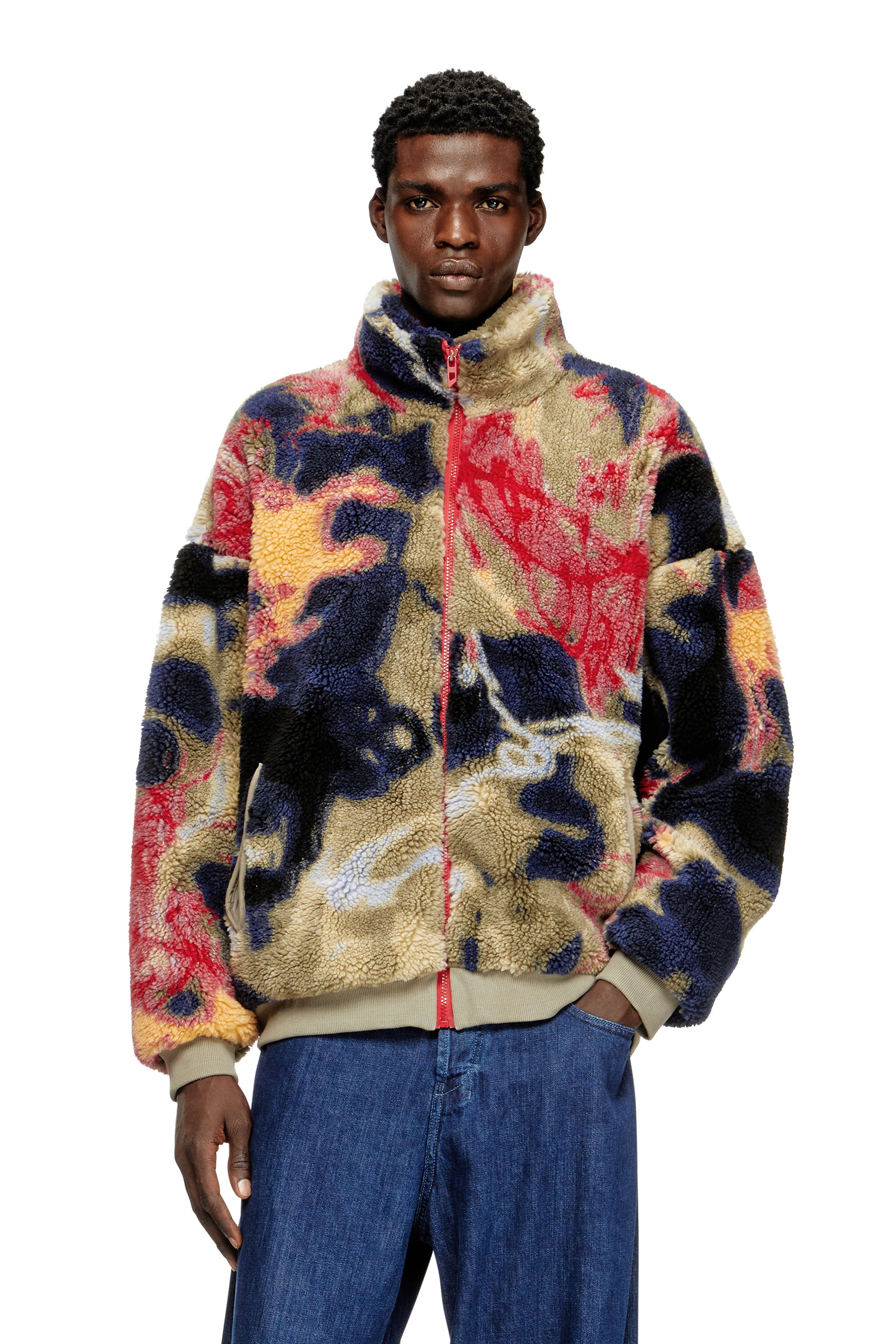 Diesel - S-LUKE, Veste en polaire teddy avec motif graffiti Homme in Polychrome - 1