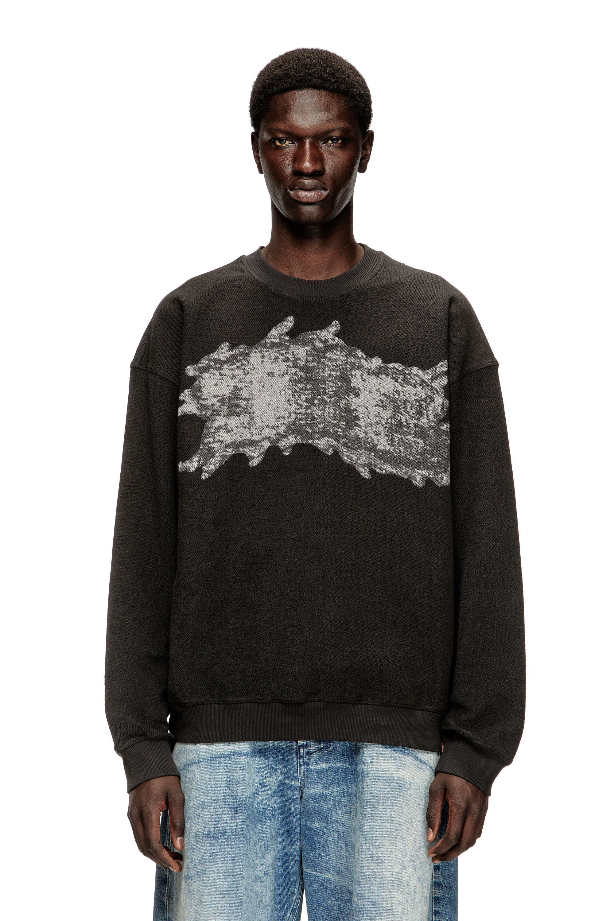 Diesel - S-VALENTIN-JMBV, Sweat-shirt avec imprimé graffiti Homme in Gris - 1