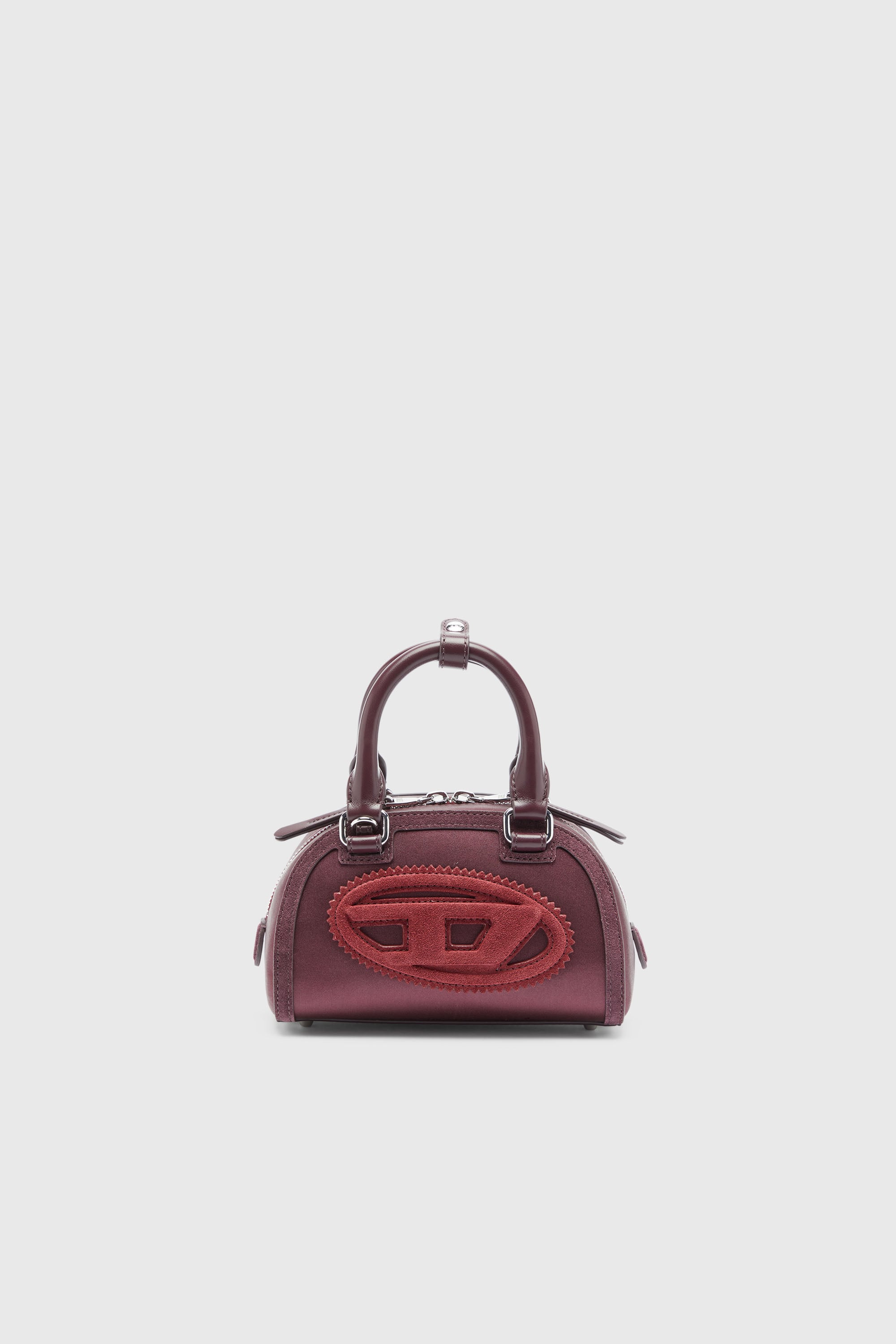 Diesel - 1DR DOME CROSSBODY, 1DR Dome - Petit sac bandouli&egrave;re en satin et su&egrave;de Femme in Rouge - 1