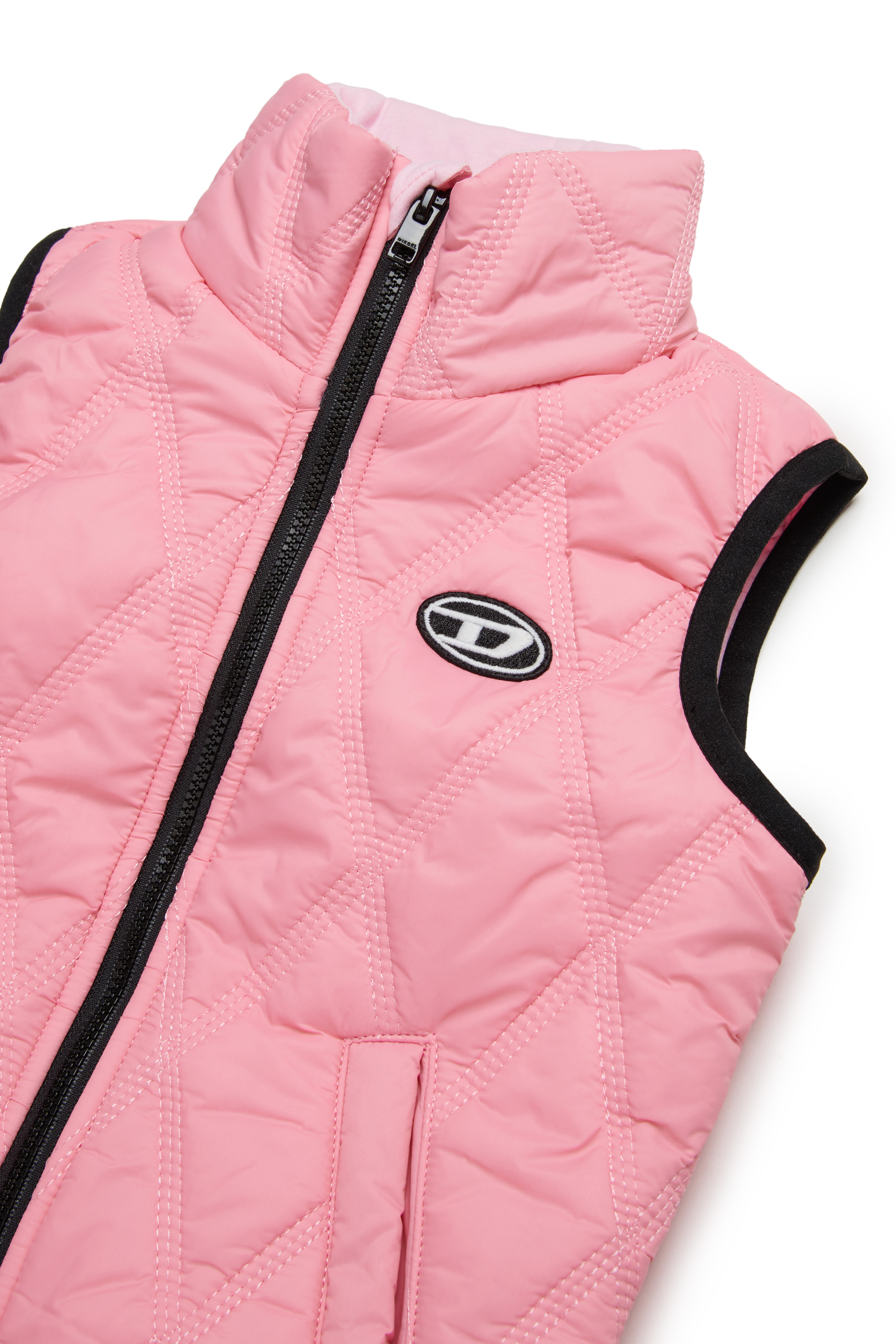 Diesel - JFOKKLOGONHB, Gilet matelassé avec empiècement Oval D Mixte in Rose - 3