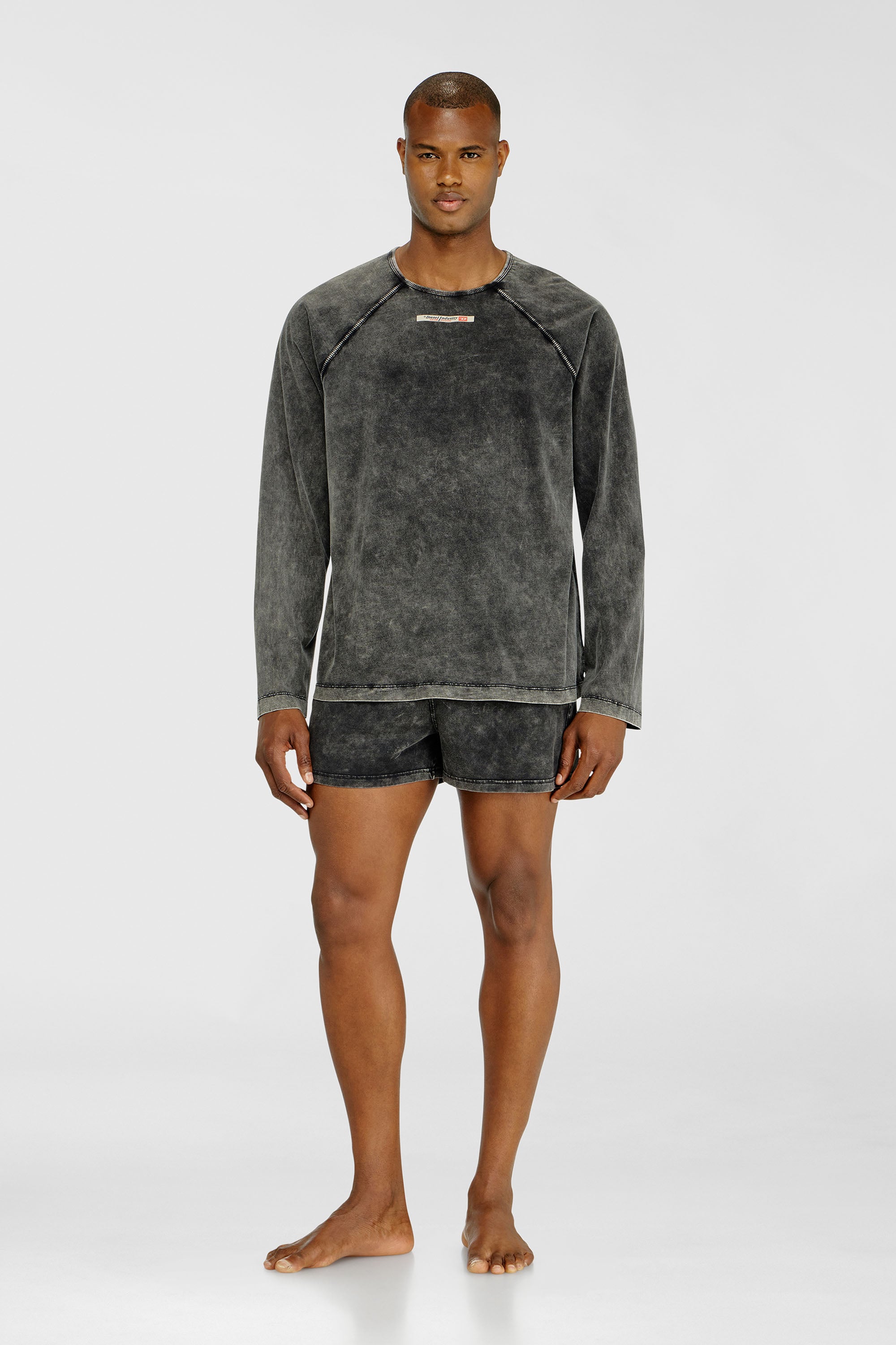 Diesel - BRYAN-DNM, Haut de pyjama en coton avec patch logo Homme in Gris - 2