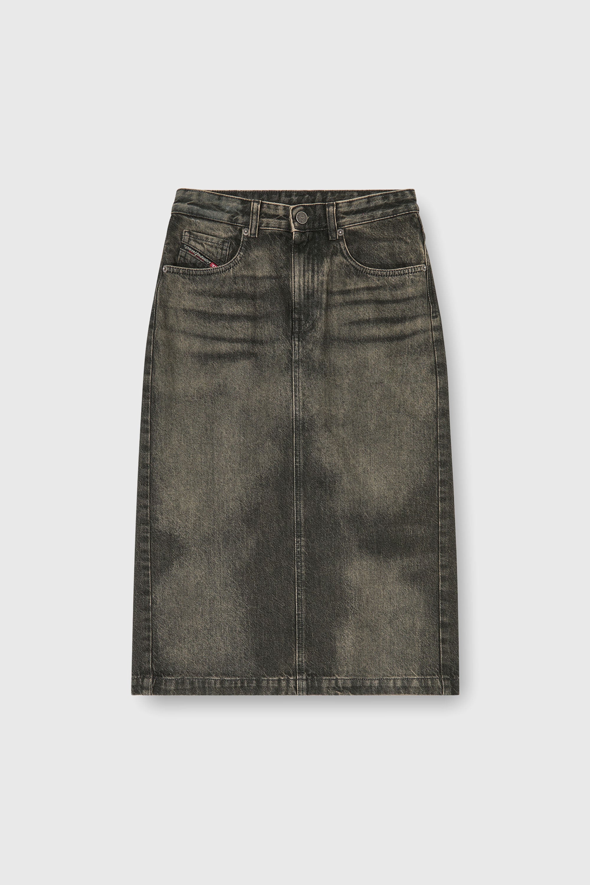 Diesel - DE-PENDY-FSJ, Jupe crayon en denim effet us&eacute; Femme in Gris - 2