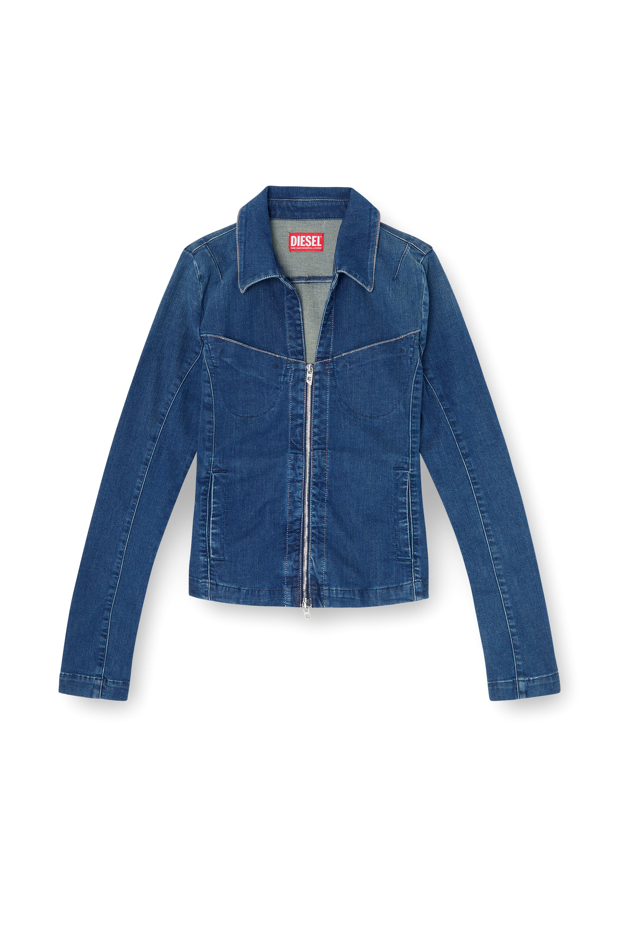 Diesel - DE-QUINOR-S1, Chemise zipp&eacute;e en denim Femme in Bleu - 3