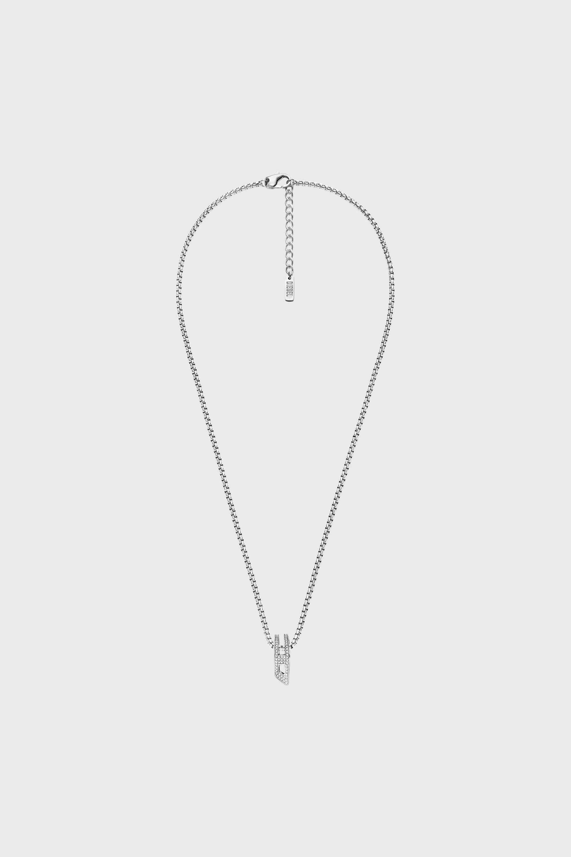Diesel - DX1741040, Collier en acier inoxydable avec pendentif pav&eacute; Mixte in Gris argent&eacute; - 1