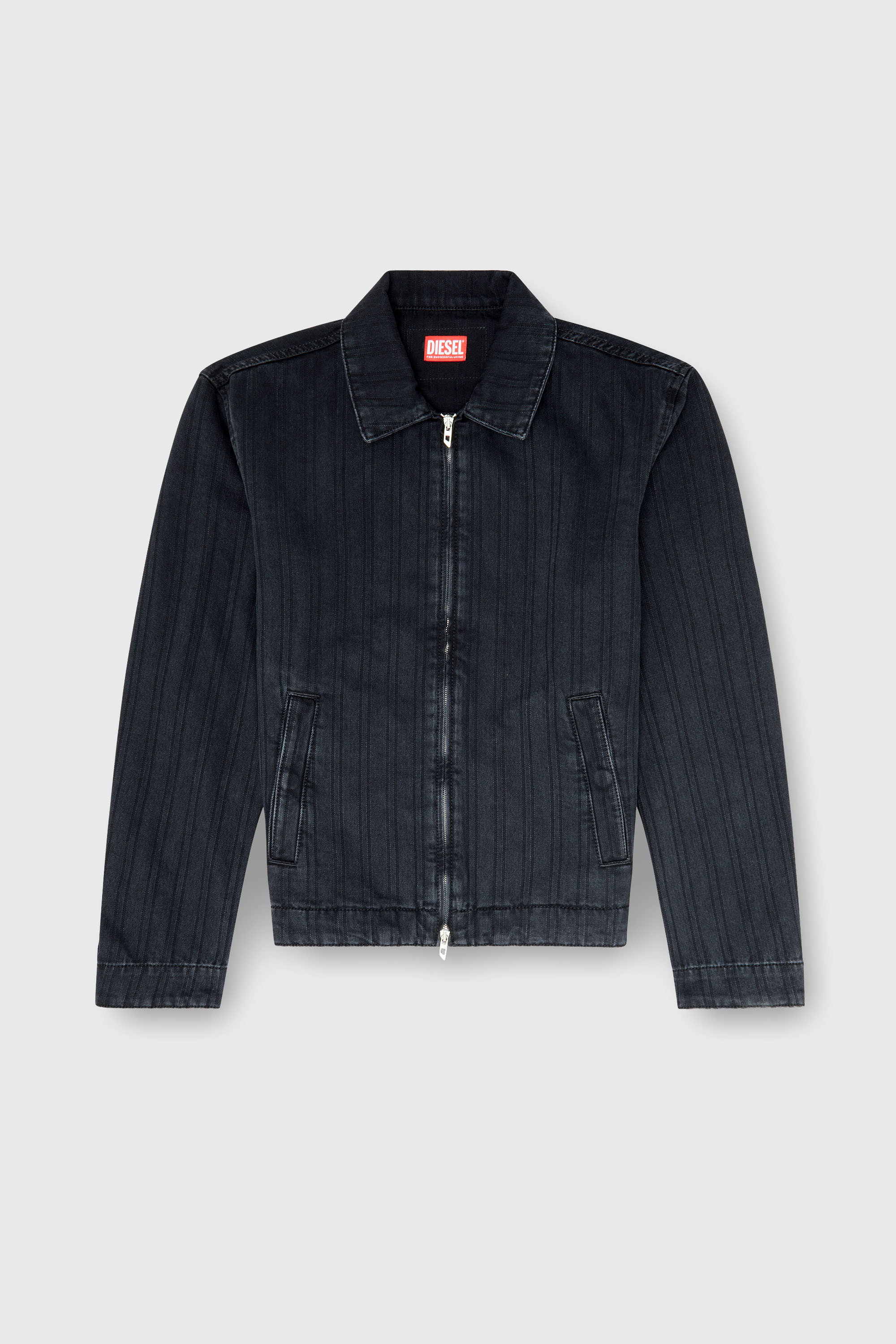Diesel - D-ROHE, Veste en denim &agrave; rayures fines Homme in Noir - 2