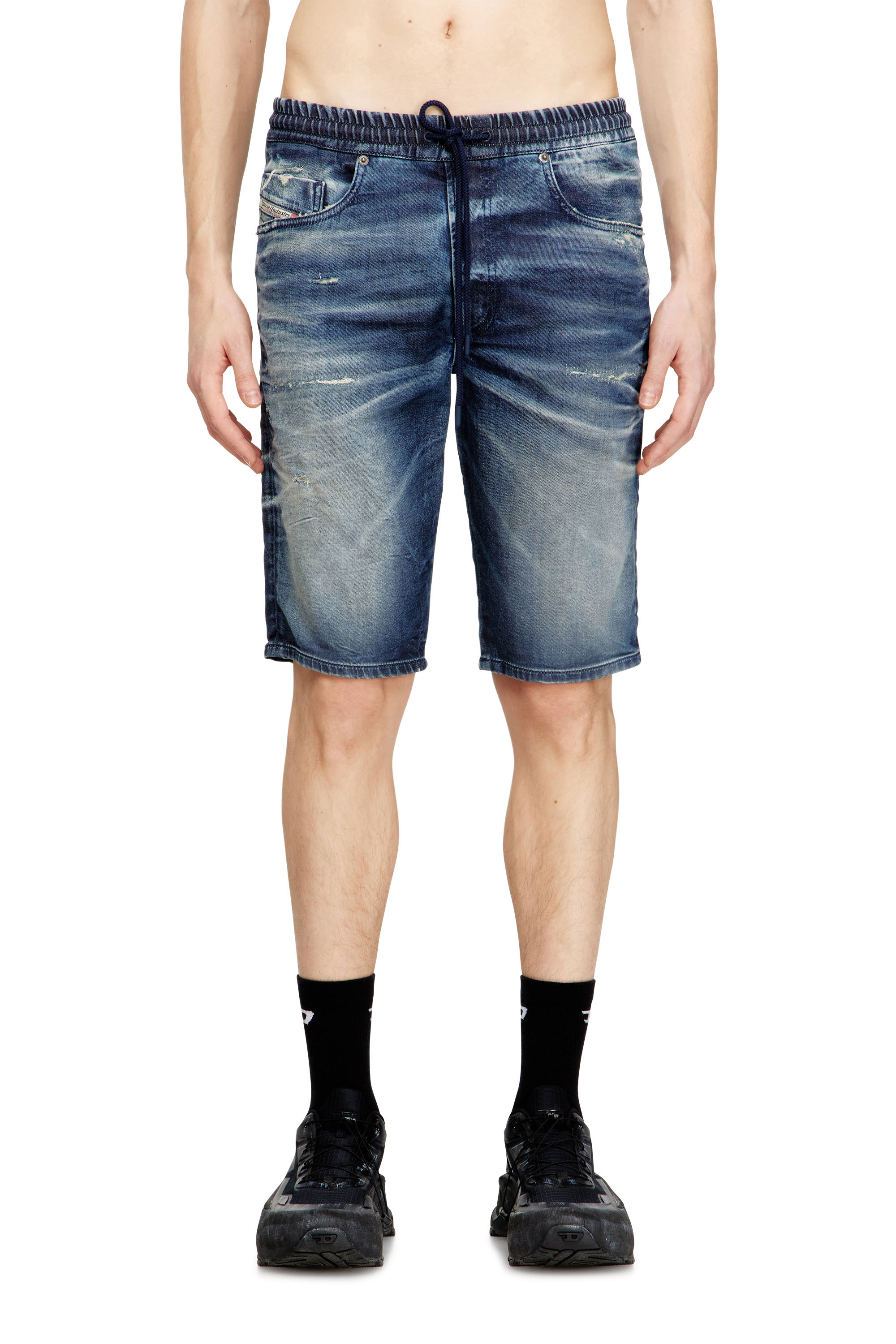 Diesel - 2033 D-KROOLEY-SHORT JOGG, Short slim fit en JoggJeans trait&eacute; Homme in Bleu - 3