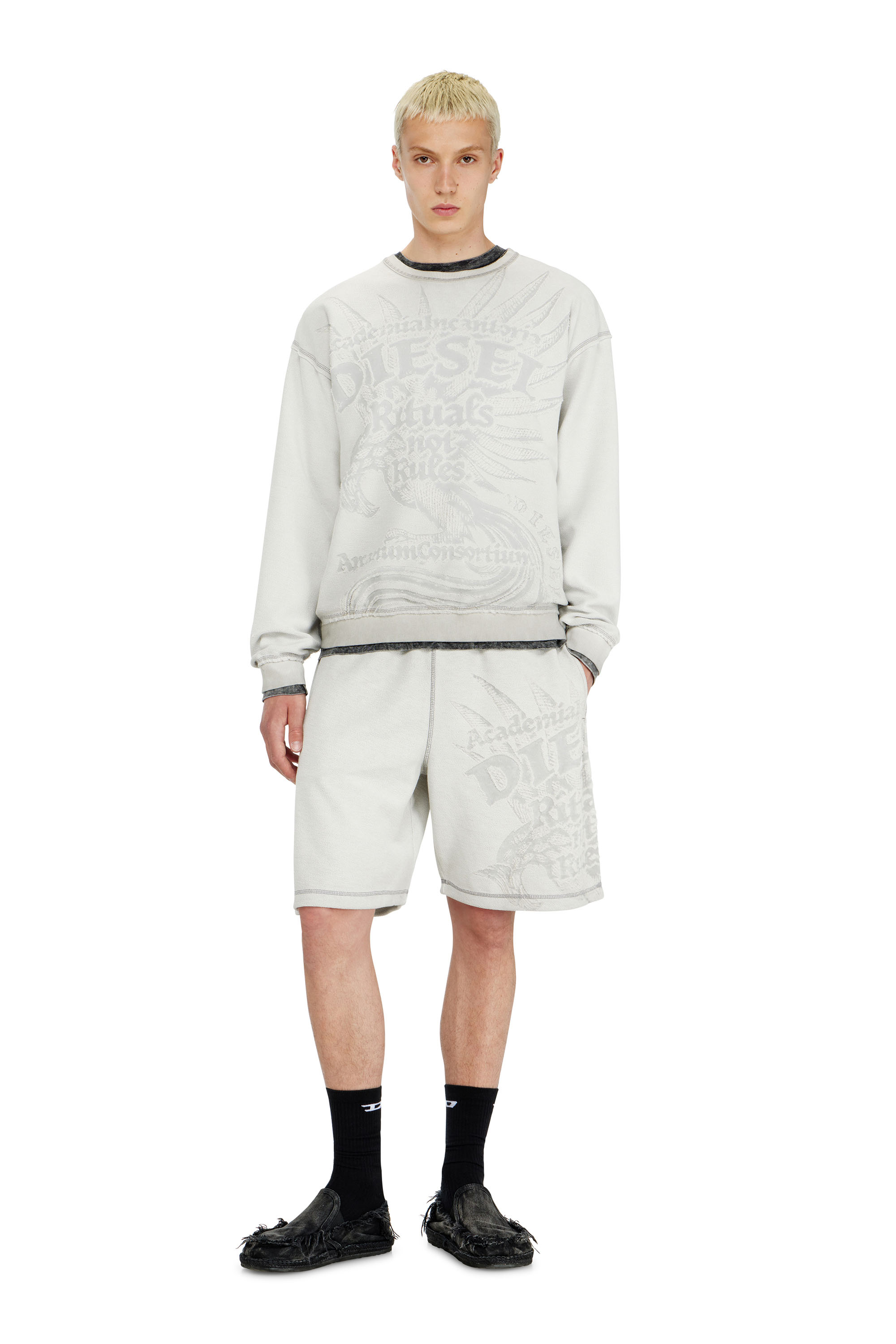 Diesel - P-RAWCROW, Short pants avec motifs d&eacute;vor&eacute; Homme in Gris - 1