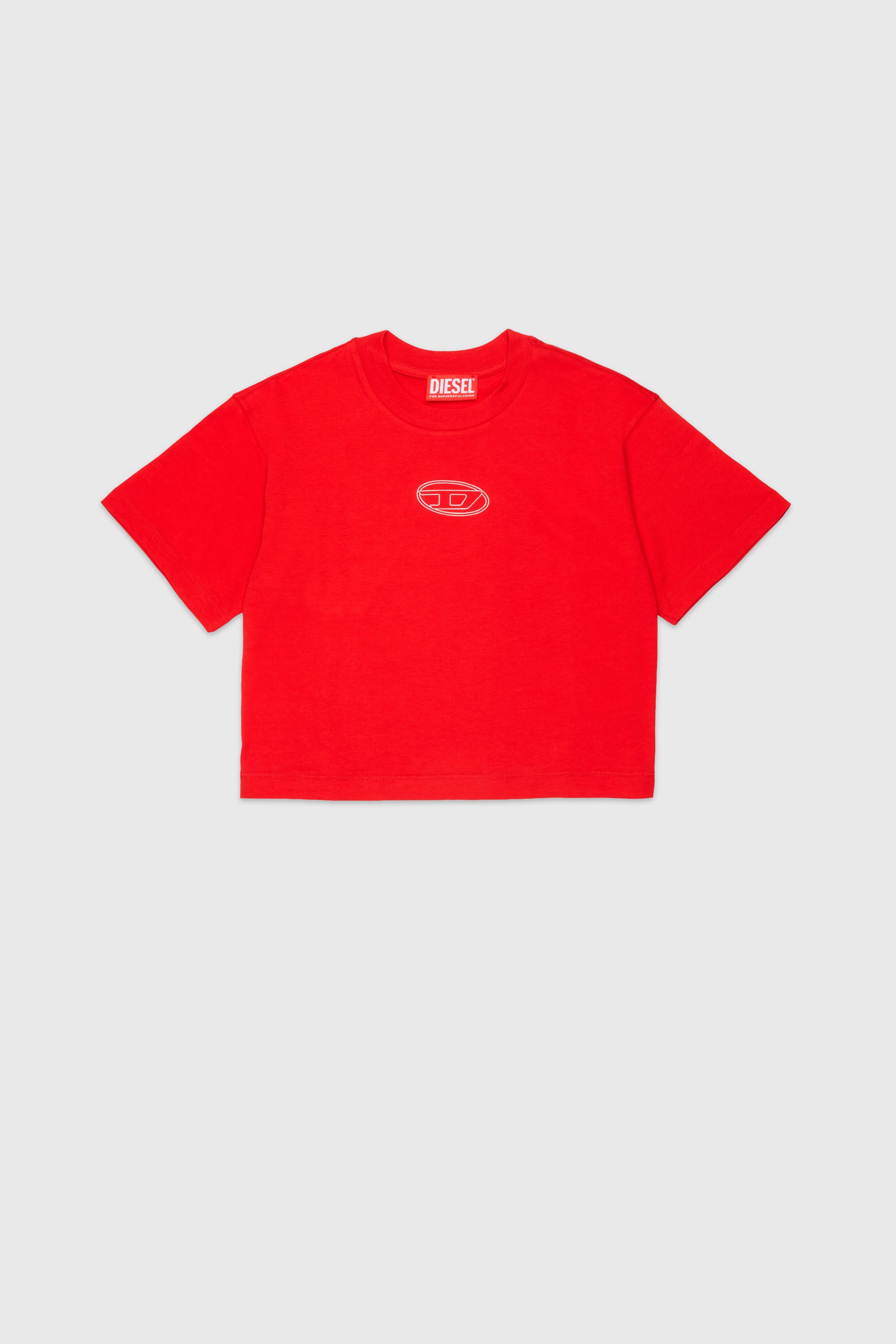 Diesel - TLIXIN, T-shirt cropped avec logo Oval D Femme in Rouge - 1