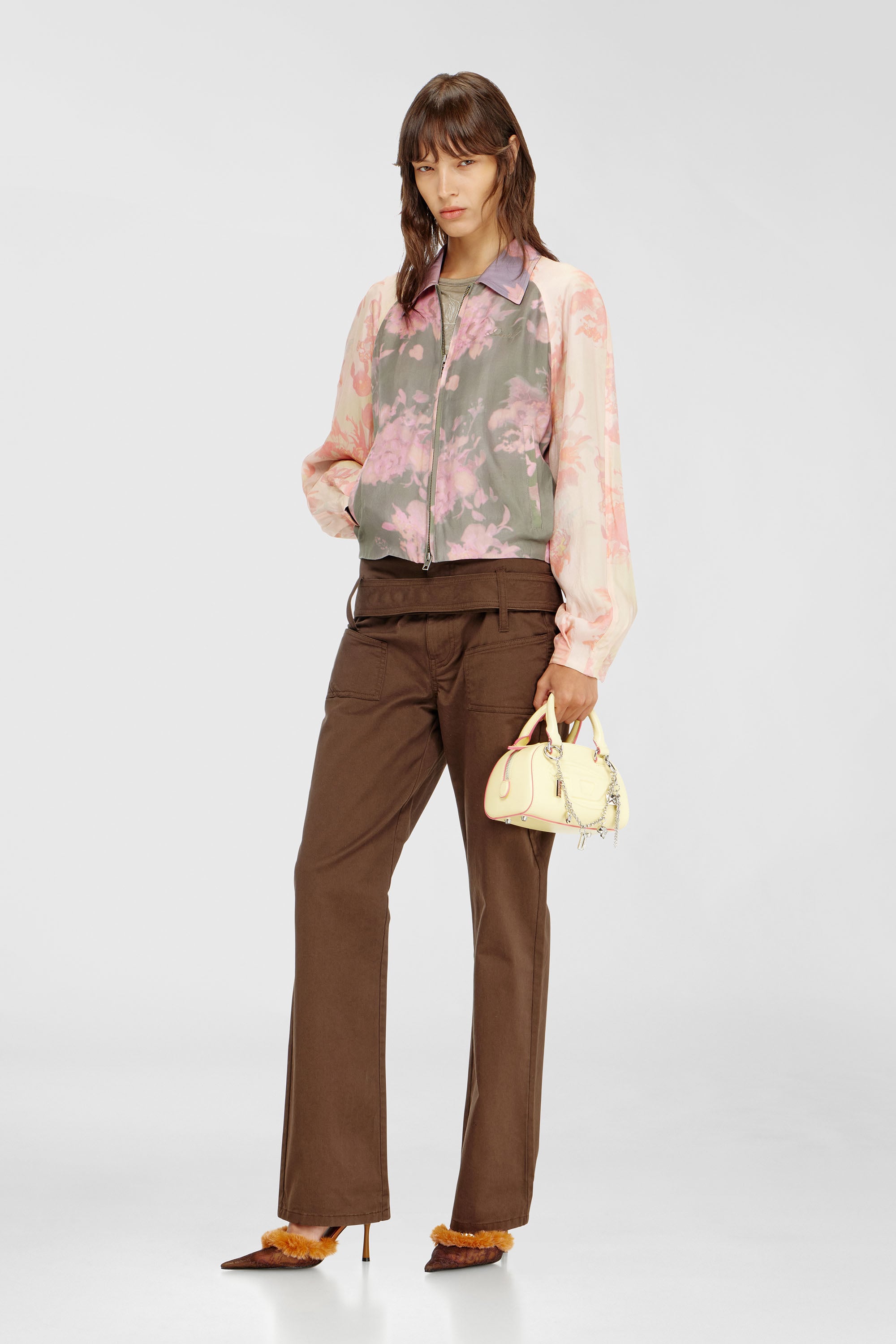 Diesel - G-ALENA, Blouson bomber fleuri en ac&eacute;tate froiss&eacute; Femme in Polychrome - 2